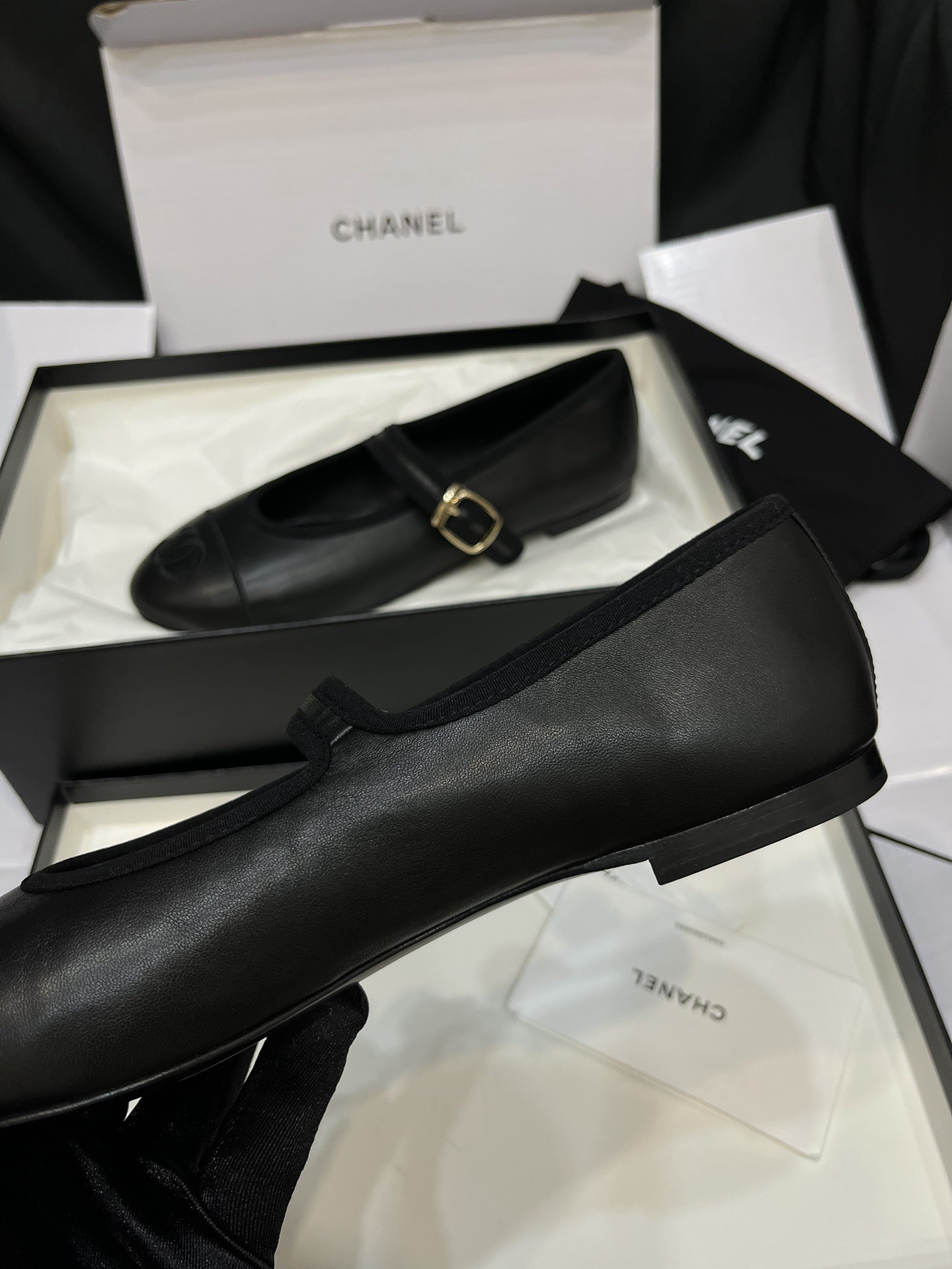 Cha*el Lambskin Mary Jane Flats