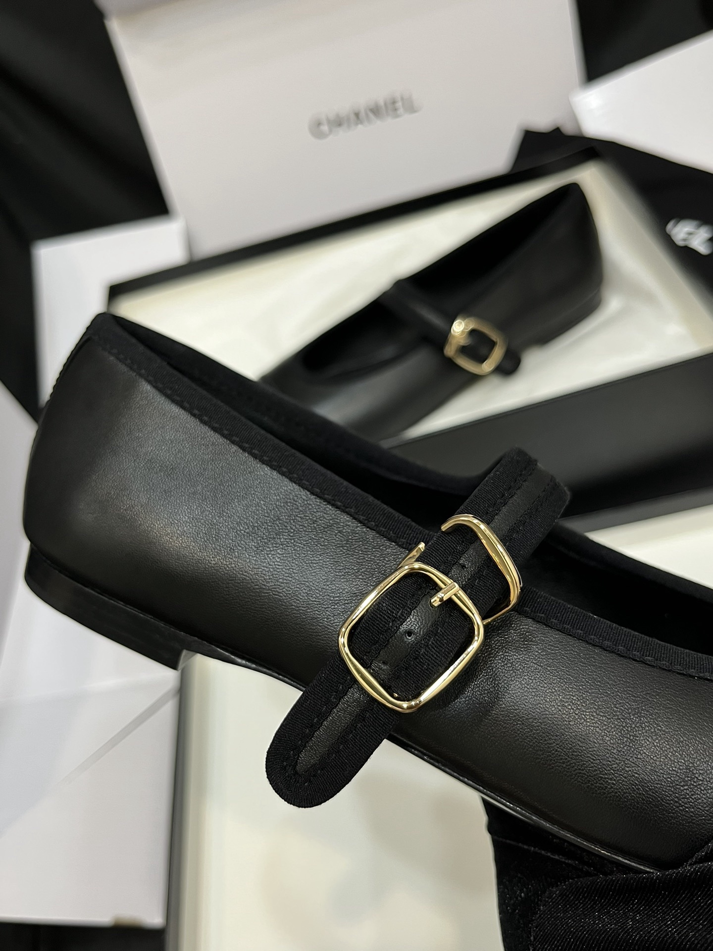 Cha*el Lambskin Mary Jane Flats