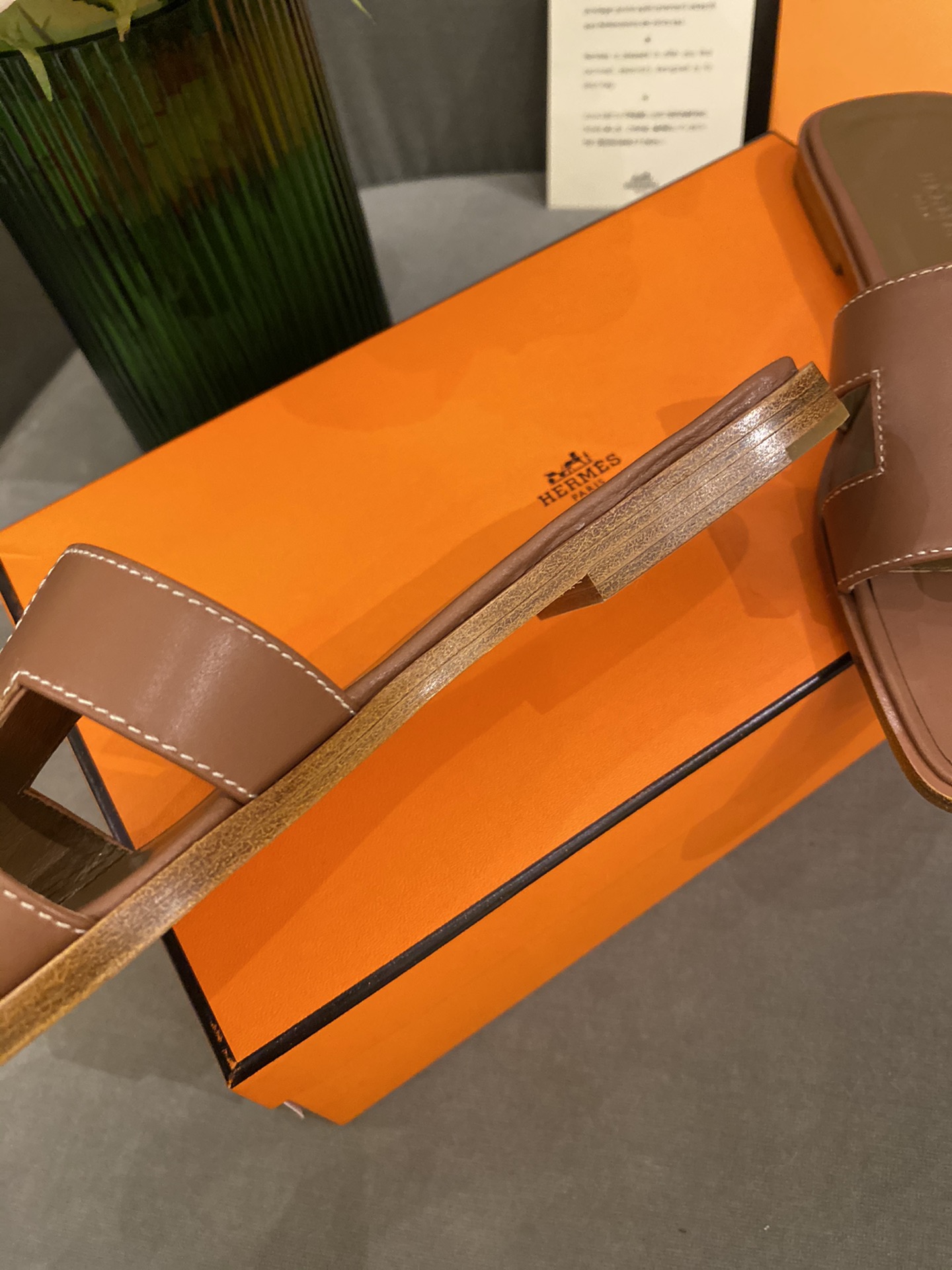 H**mes slippers in smooth leather