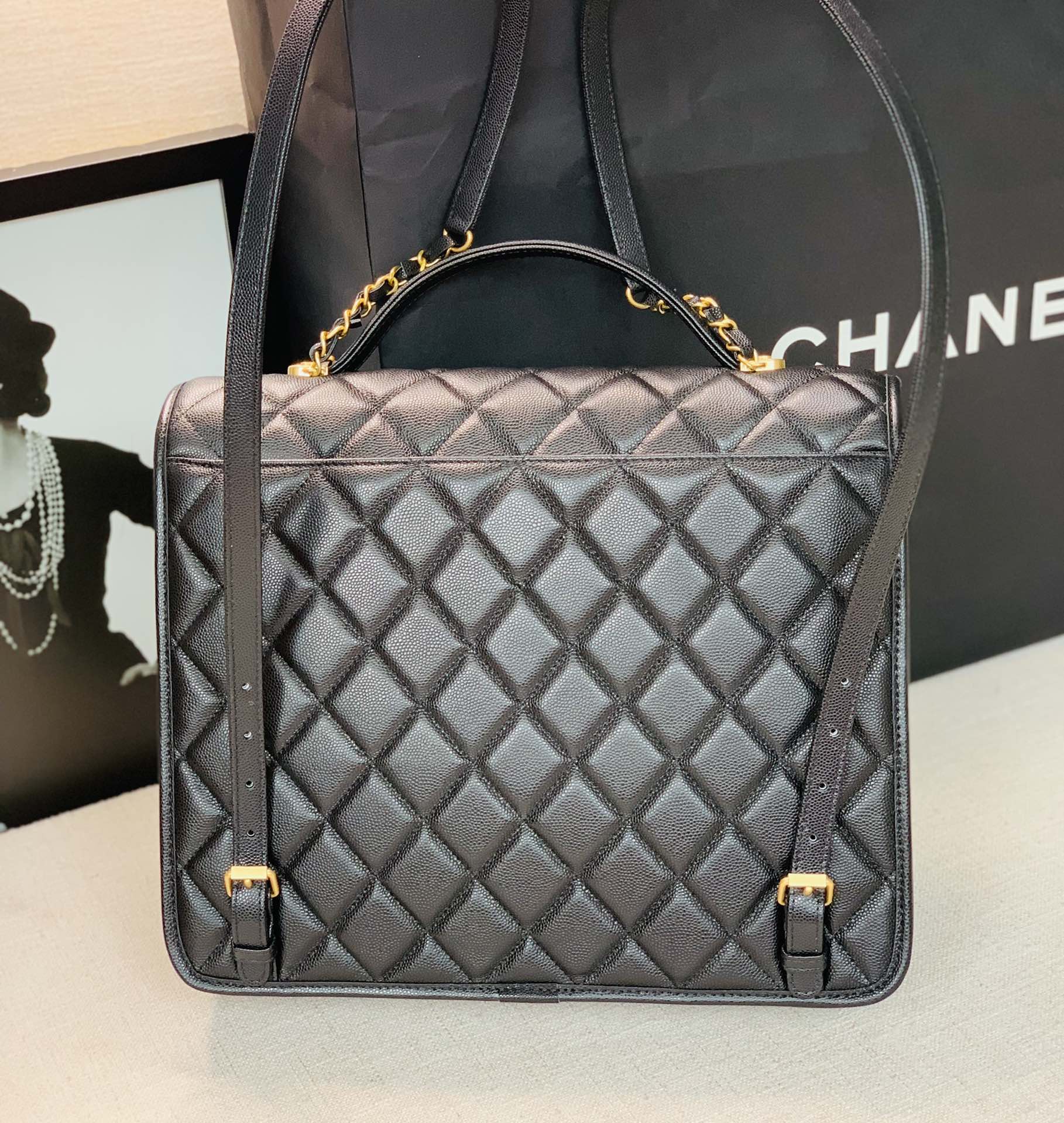 Ch@nel Caviar Leather Briefcaseg-31.5*31*9CM
