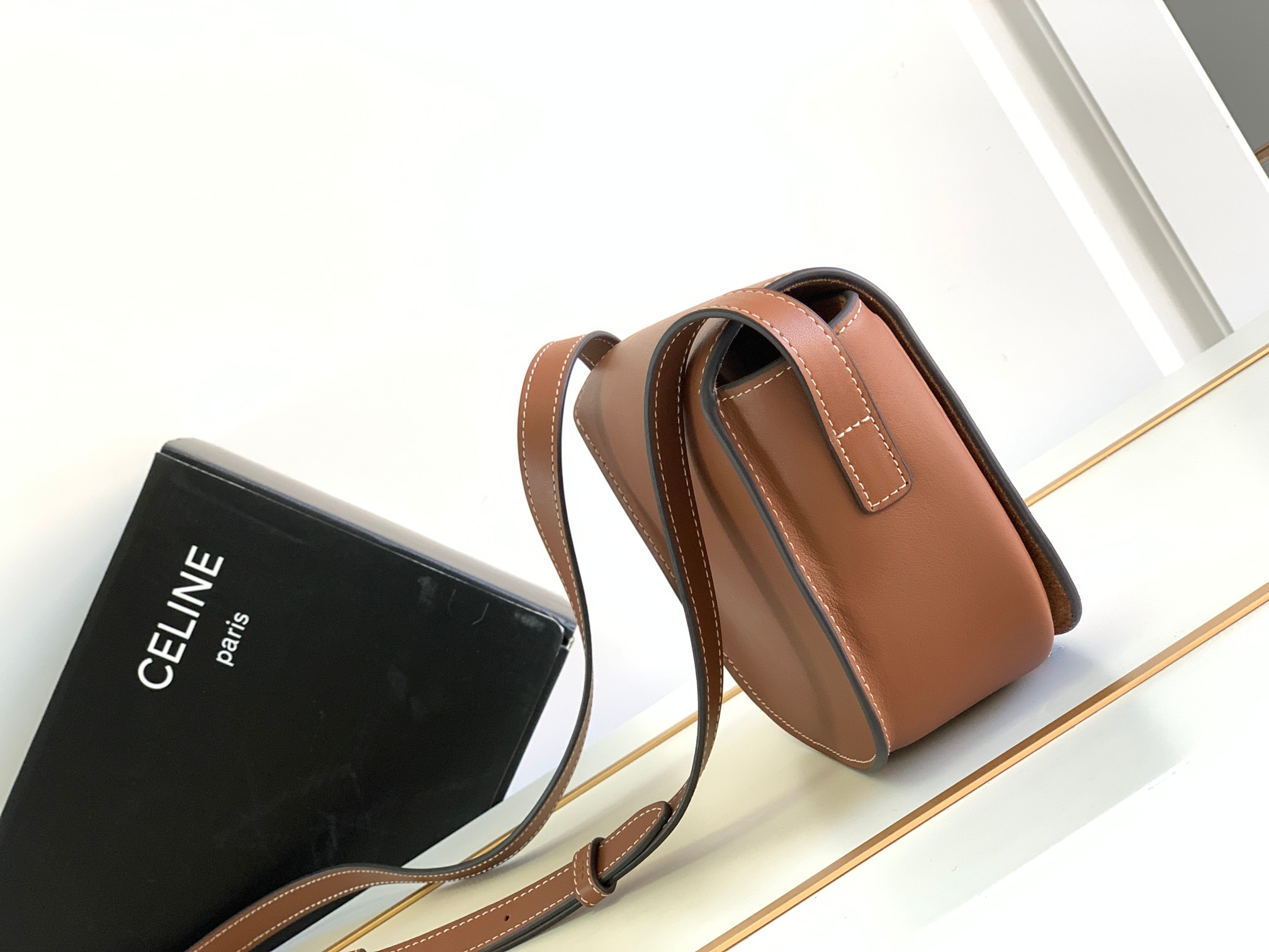 Ce**e folco cuir triomphe bag-18.5*15*7cm