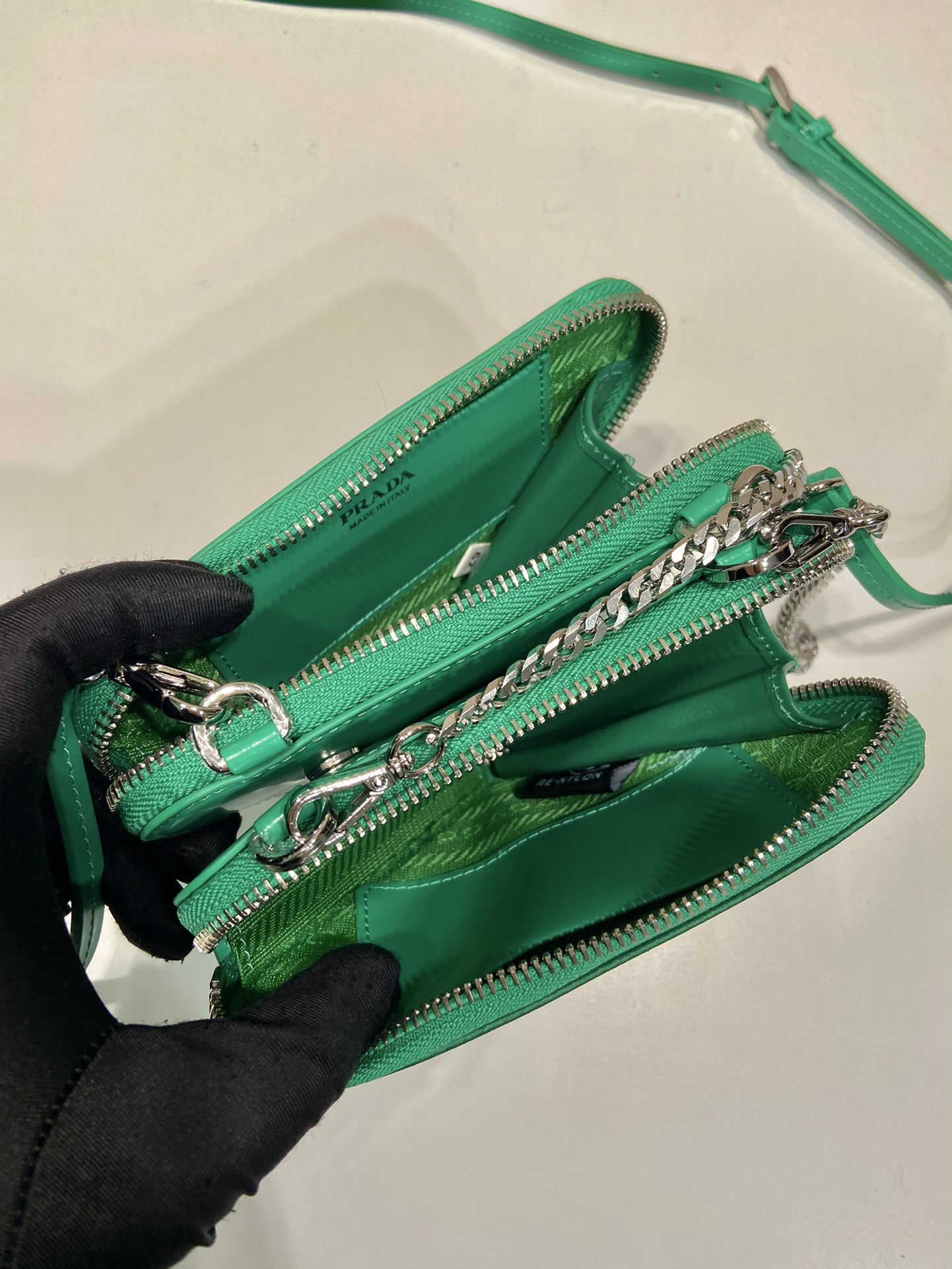 Pra*a 1nr015 double triangle bag -15*10*5cm
