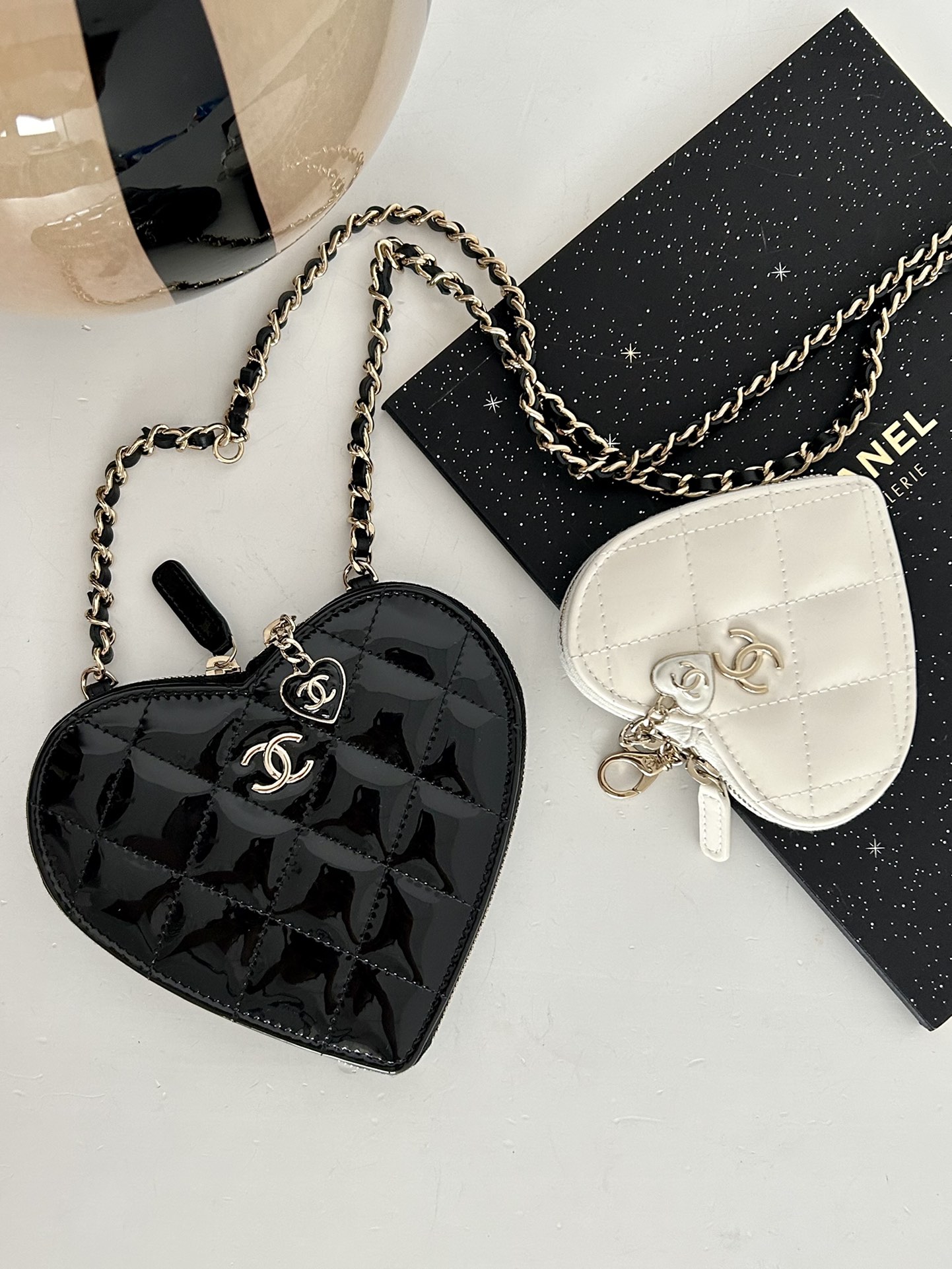Ch@nel Love Patent Leather Twin Bag-13.3*15*2CM