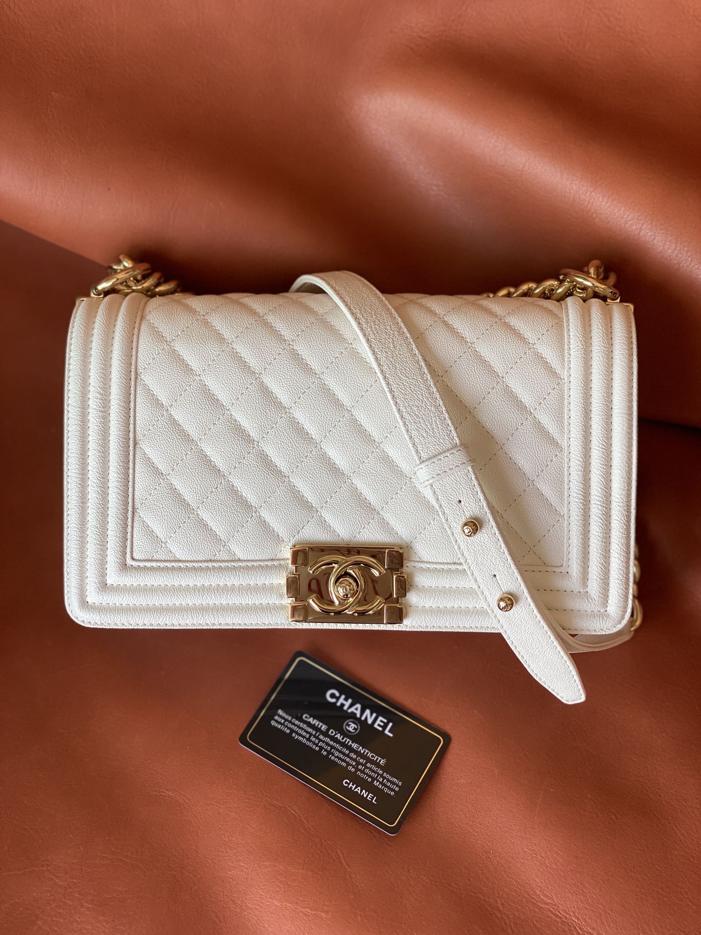 Ch@nel Boy Bag-Caviar-25CM