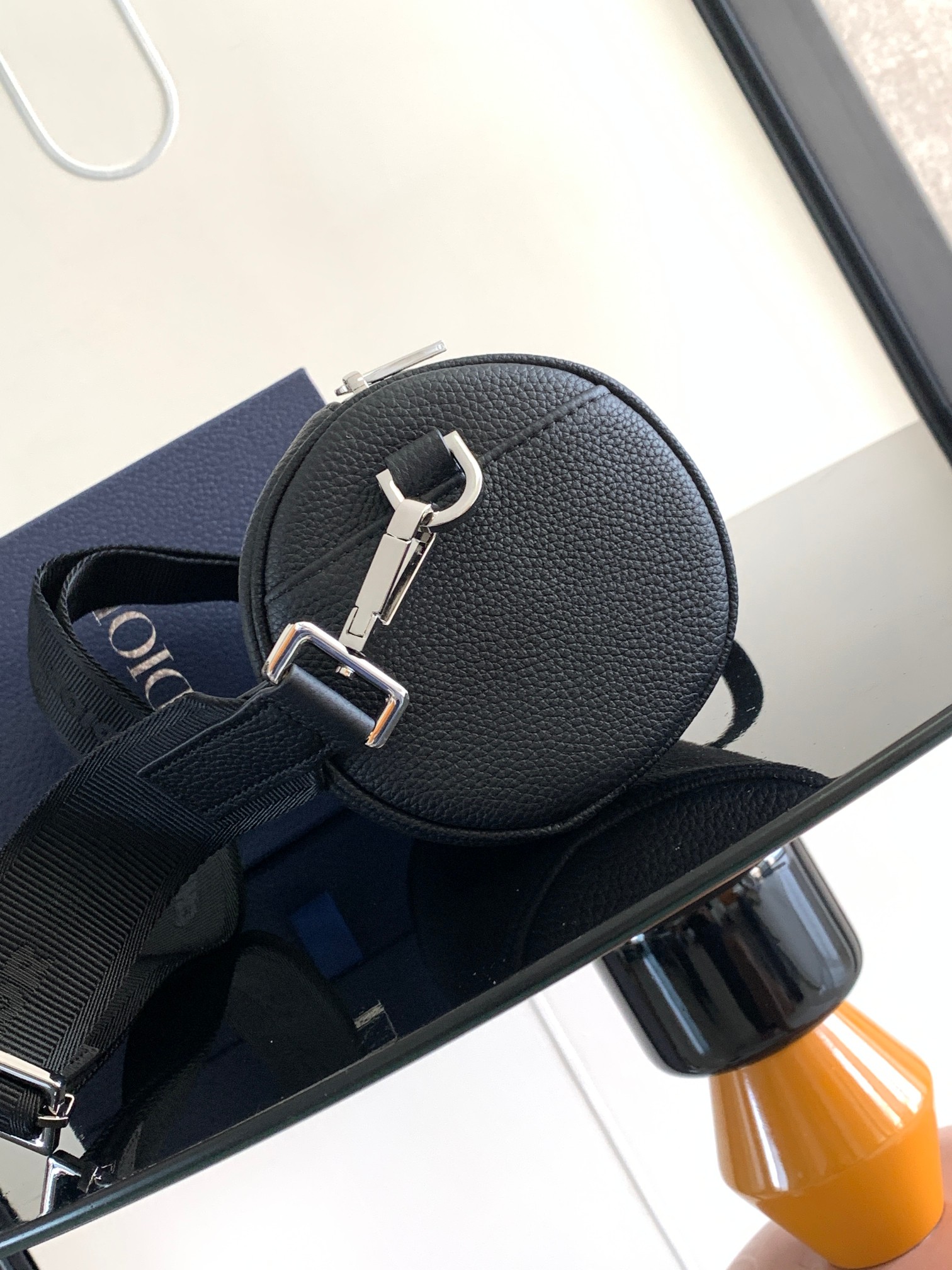 D*or oblique barrel crossbody bag-21.3x12.5x12.5cm