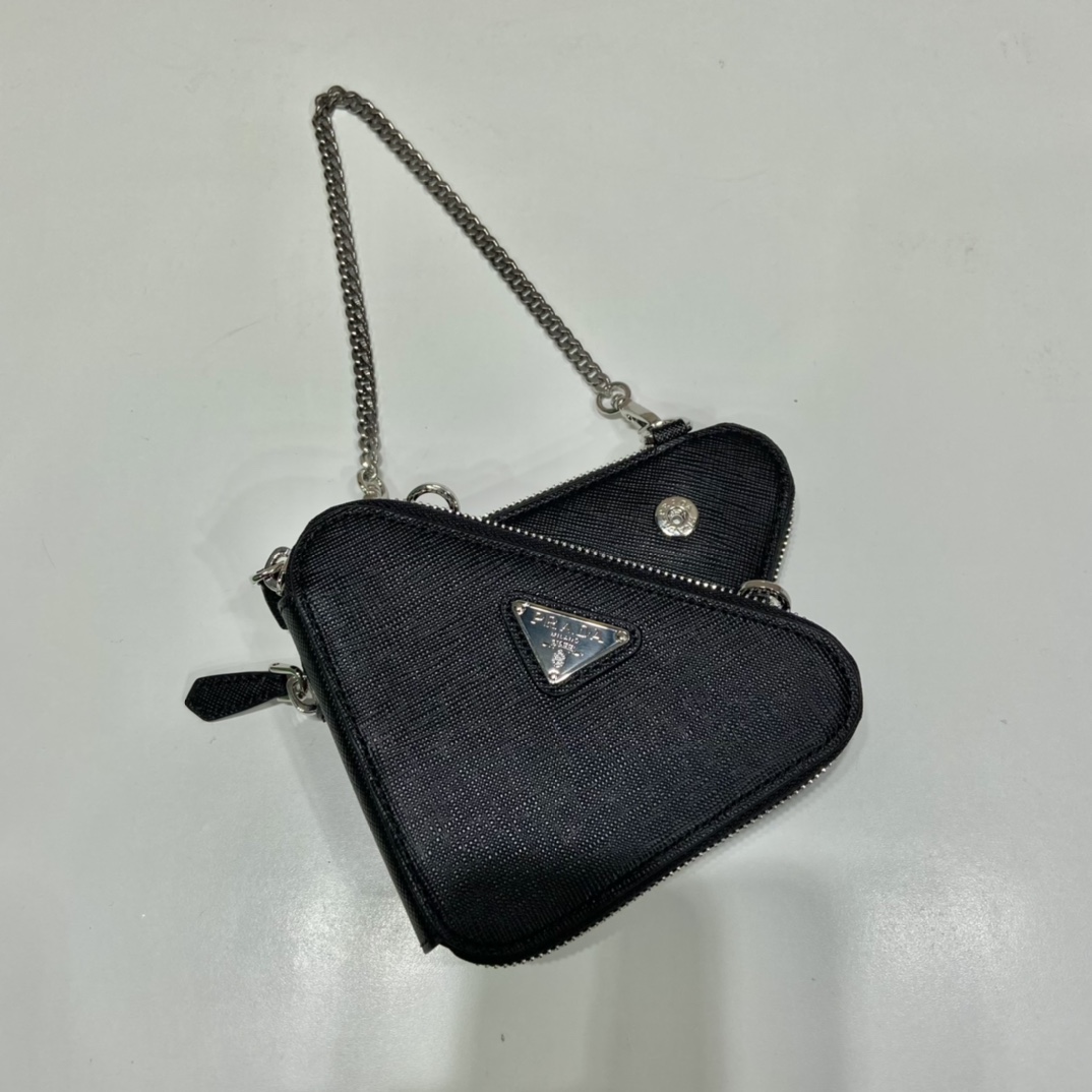 Pra*a 1nr015 double triangle bag -15*10*5cm