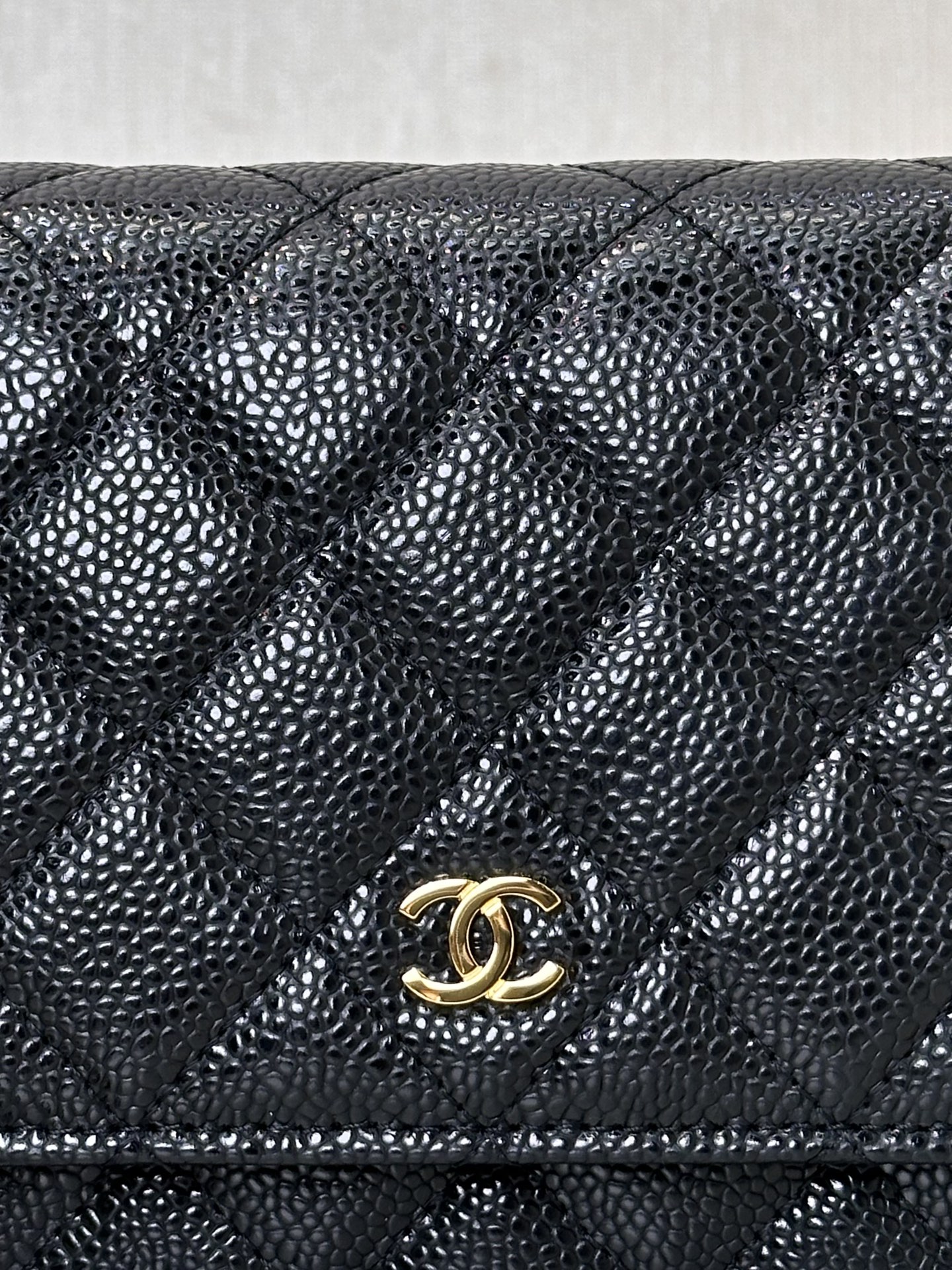 Ch@nel Wallet On Chain-Caviar Leather-Gold Hardware-19*12*3.5CM