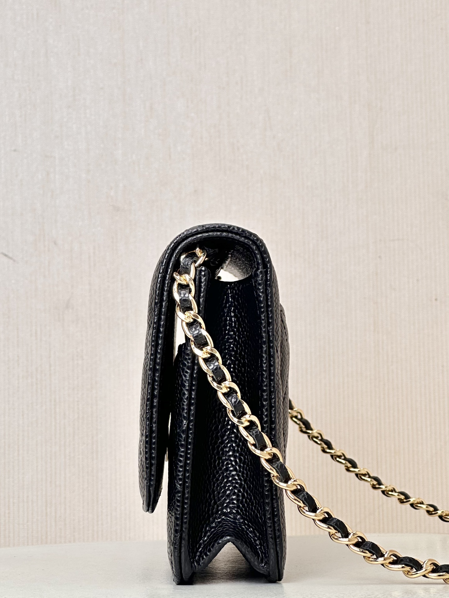 Ch@nel Wallet On Chain-Caviar Leather-Gold Hardware-19*12*3.5CM
