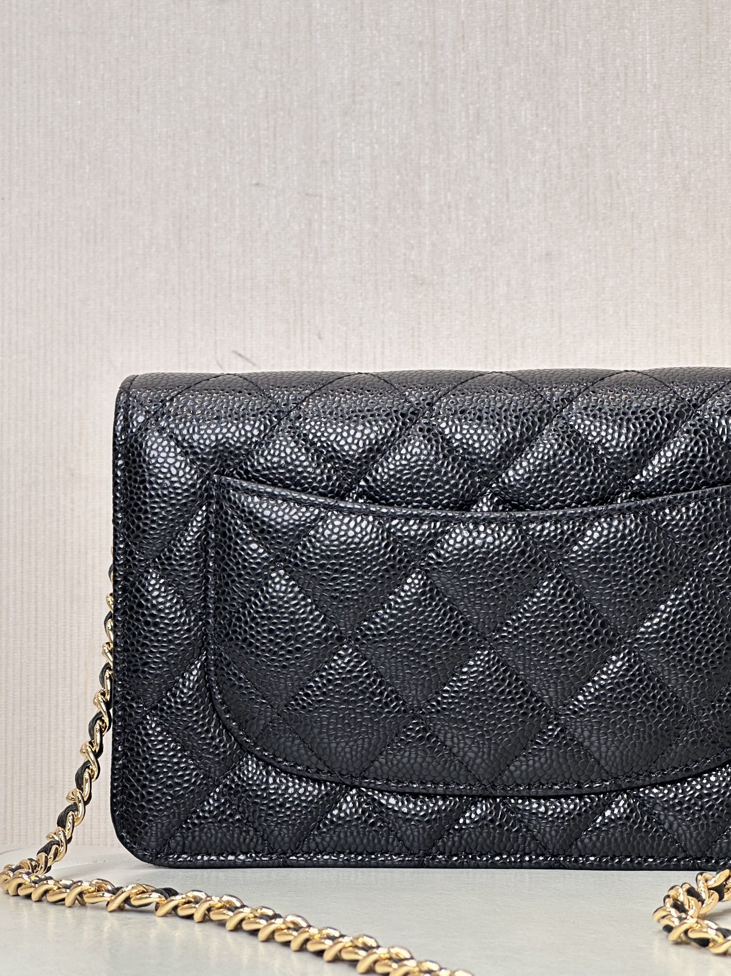 Ch@nel Wallet On Chain-Caviar Leather-Gold Hardware-19*12*3.5CM