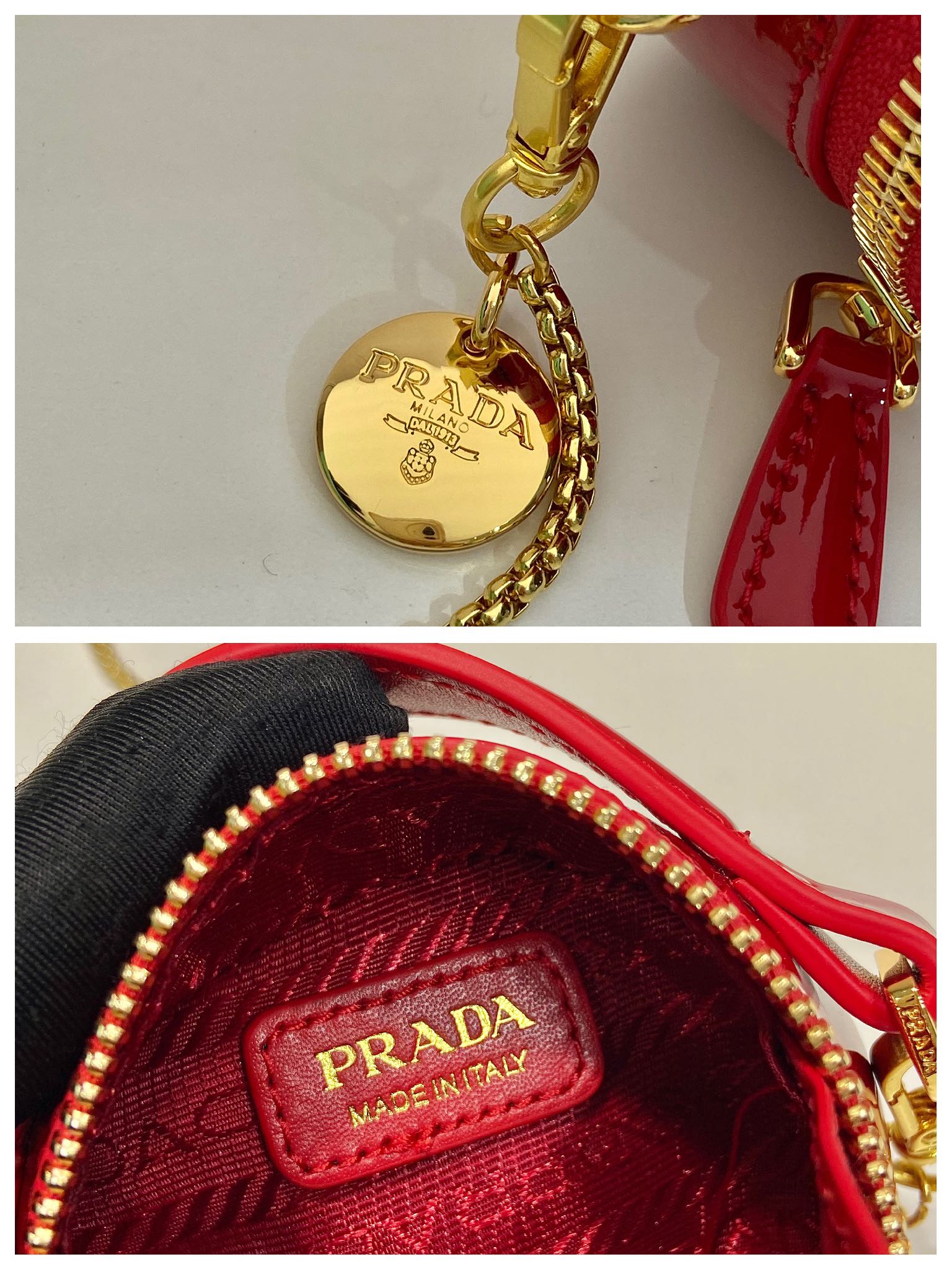 Pra*a 1nr023 mini round bag-8*8*3.5cm