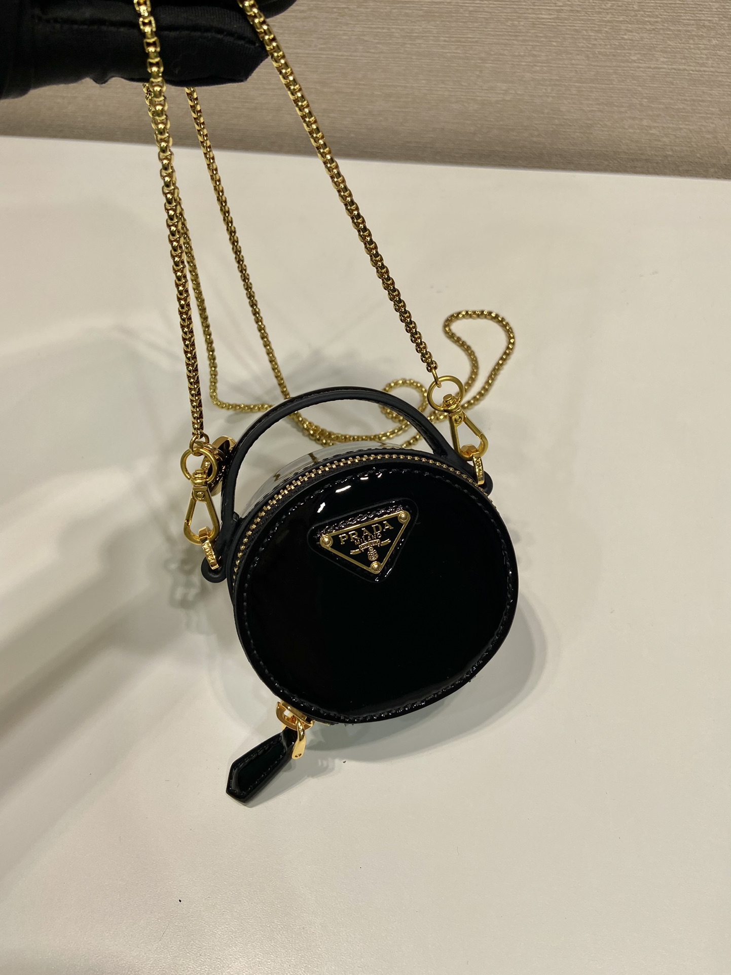 Pra*a 1nr023 mini round bag-8*8*3.5cm