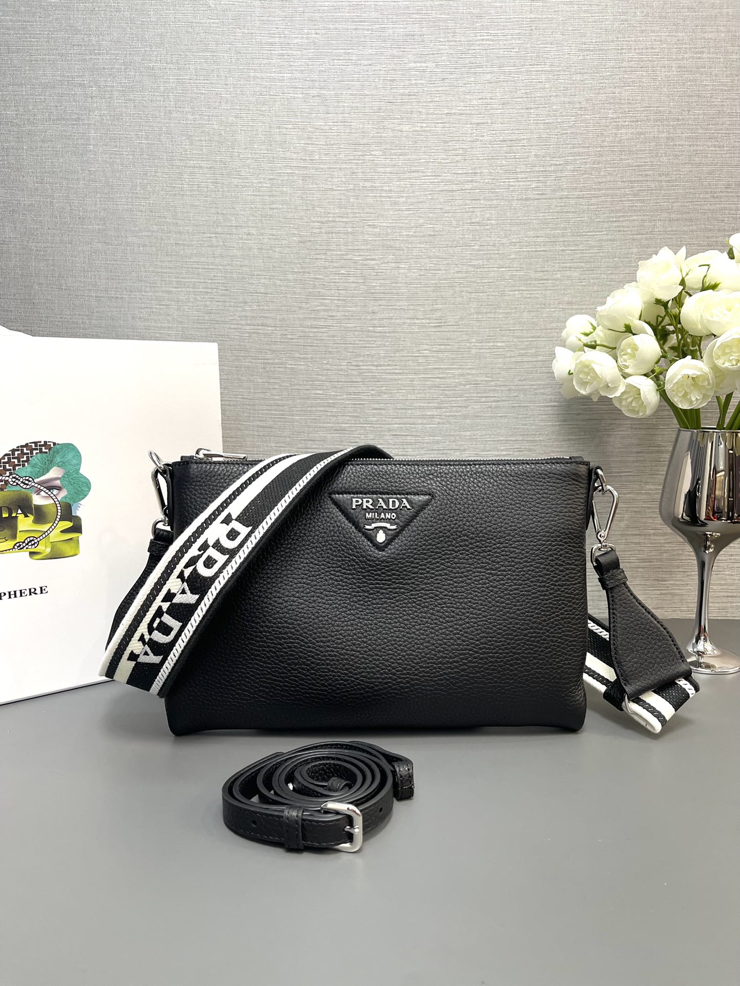 Pra*a 1bh050 double-strap backpack bag-30*19.5cm