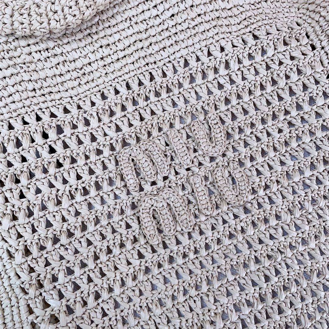 M*um*u crochet raffia tote bag-38.5x 40 x10cm
