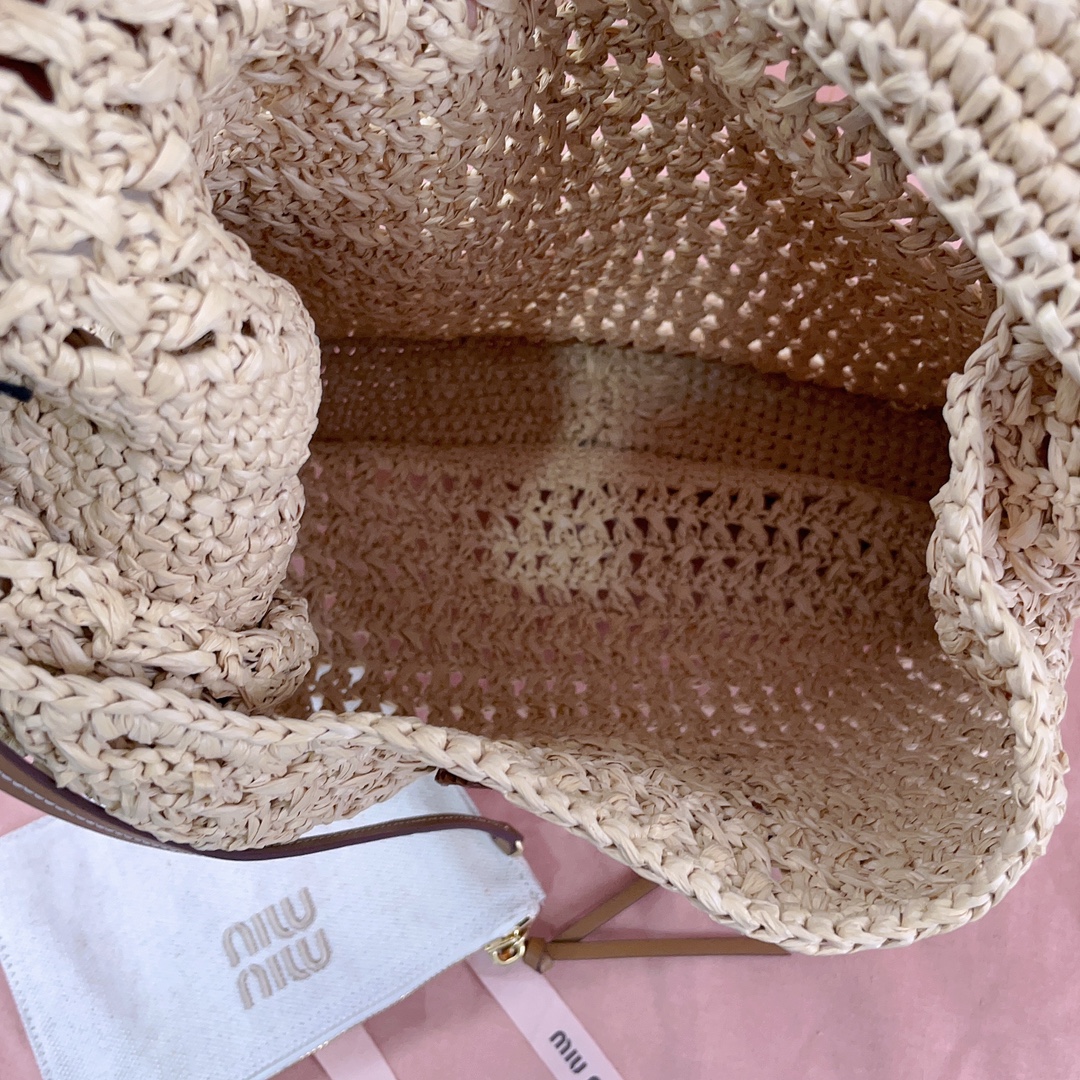 M*um*u raffia tote bag-44x 31.5 x8cm