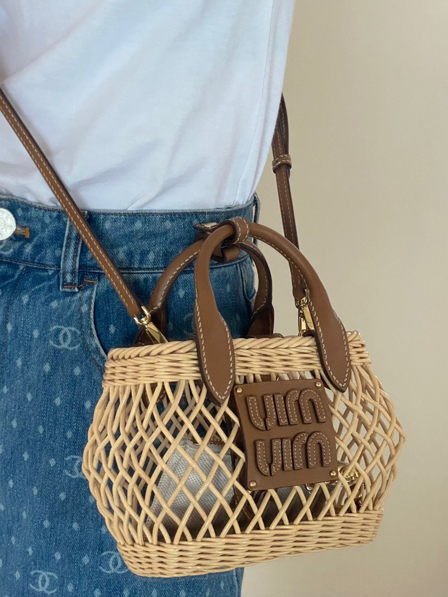 M*um*u bamboo woven bag-9×18×23.5cm