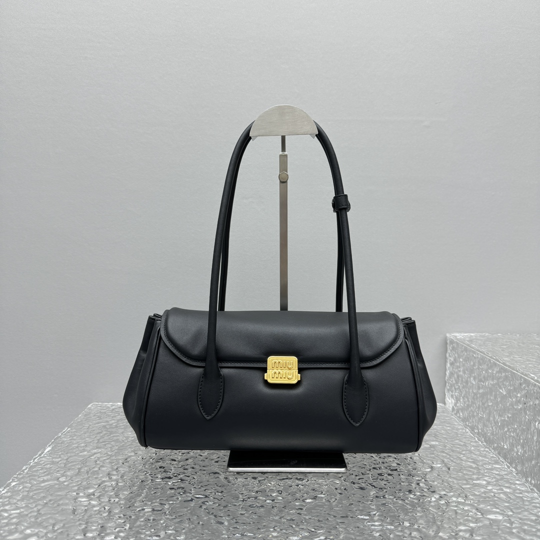 M1um1u leather shoulder bag -28.5*8*17cm