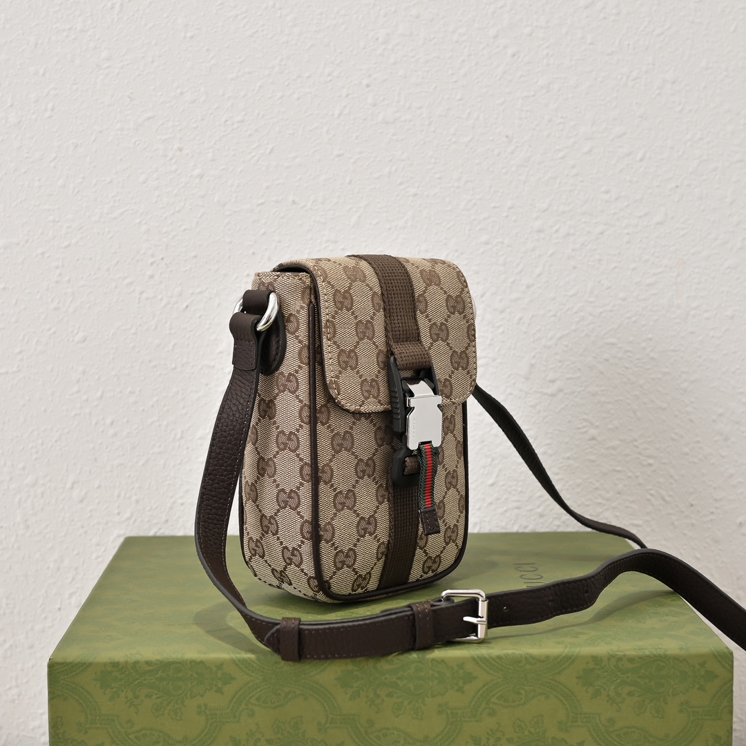 Mini GG Shoulder Bag in Beige And Ebony GG Bag-13*20*5.5CM