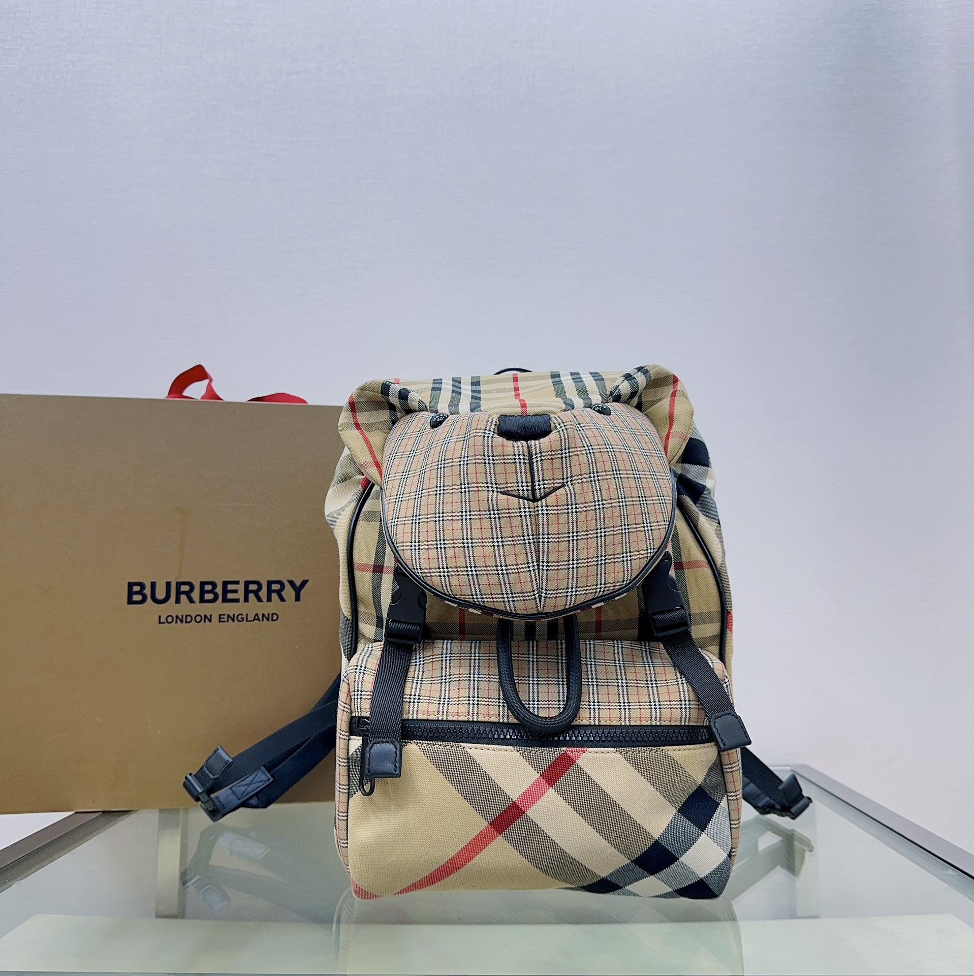 Bv*b*rry unisex thomas bear check cotton backpack-26*35*11cm