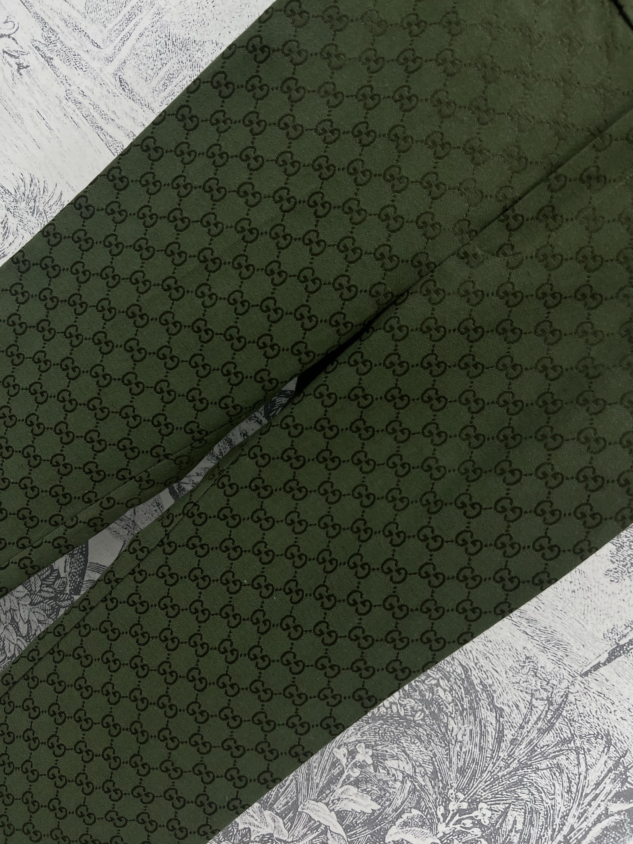 Gv*c high-waisted straight-leg pants in signature green gg jacquard