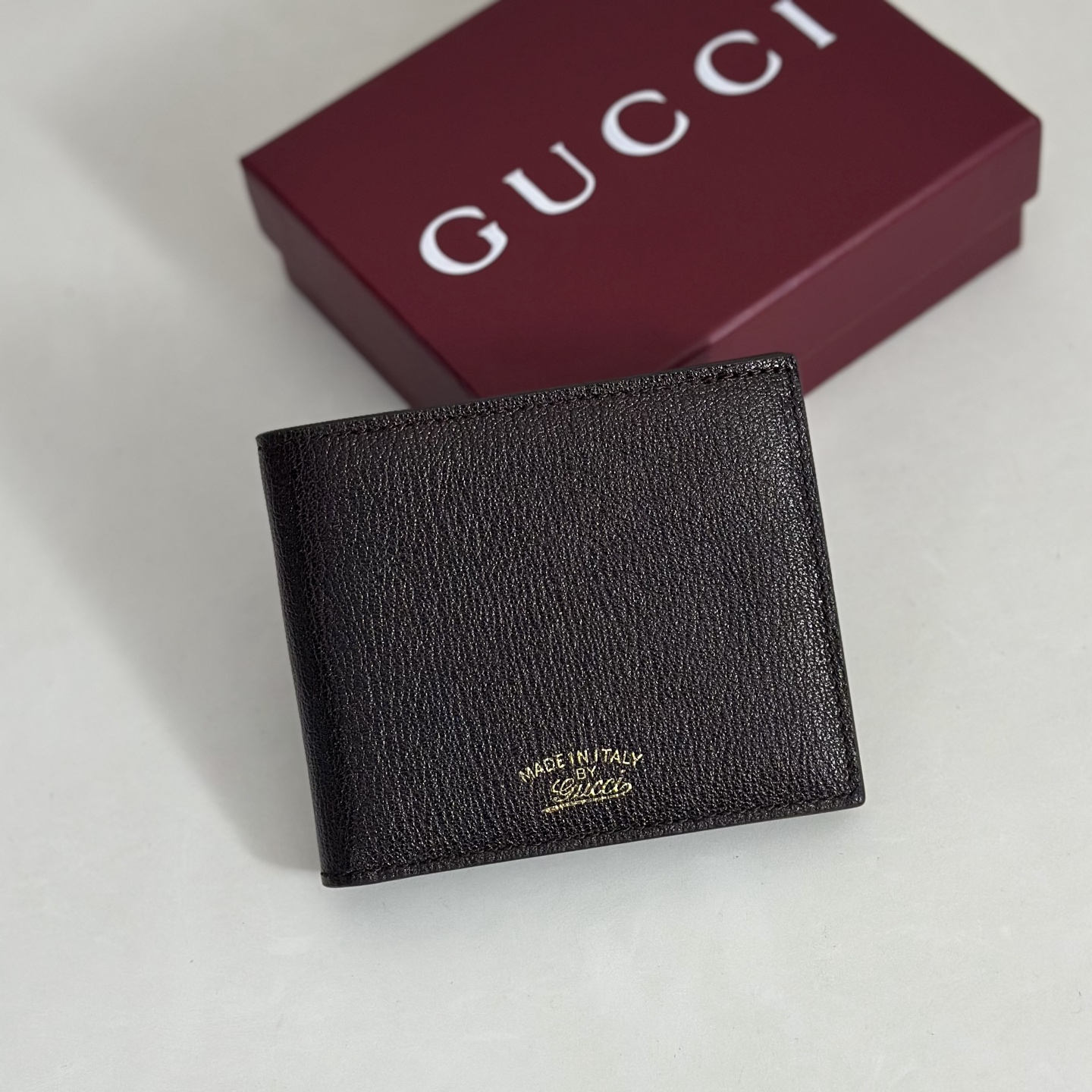 Guc*ci Lira Bi-fold Wallet In Dark Brown Leather-11*9CM