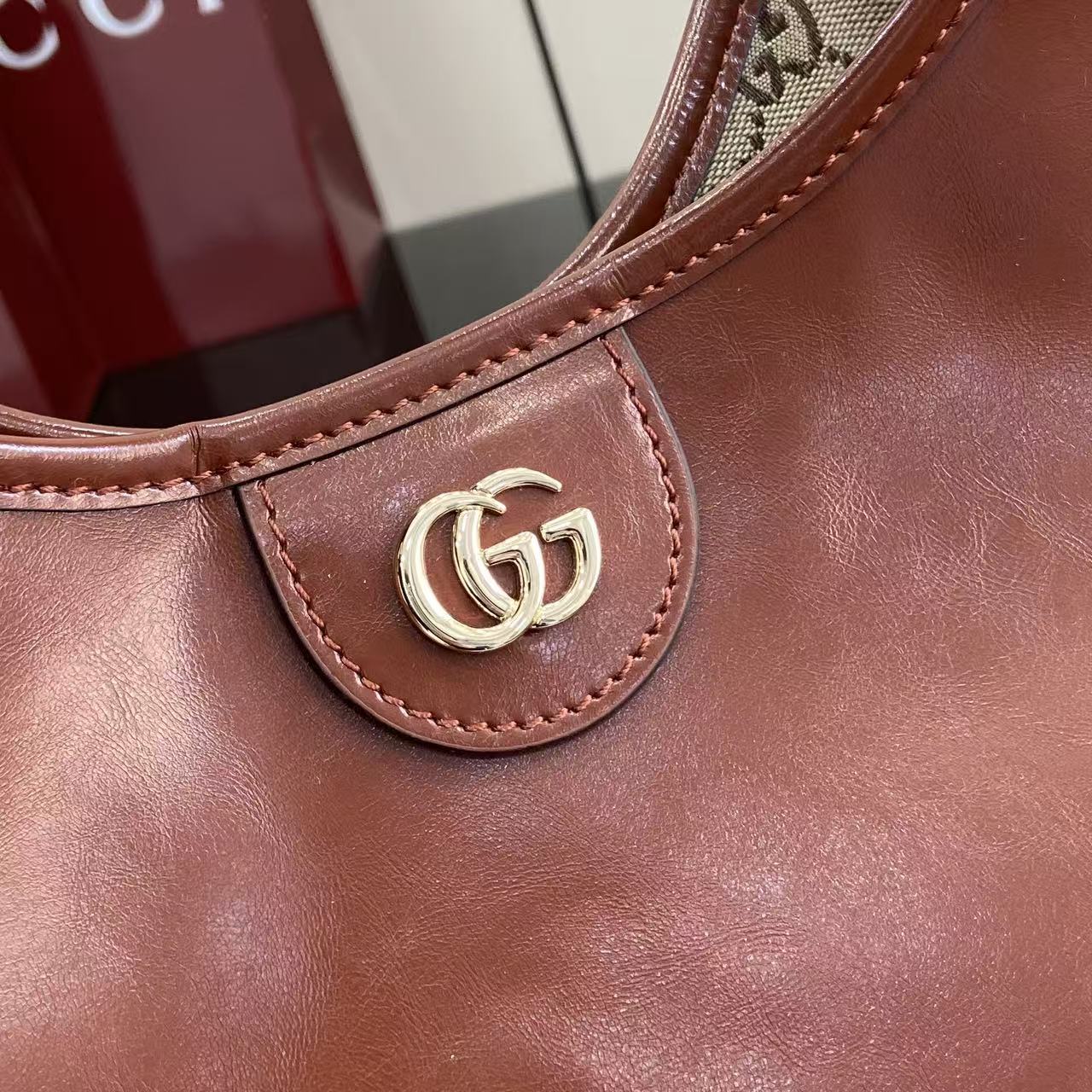 Gv*c*i Giglio Large Tote Bag Brown Leather-42*60*47CM