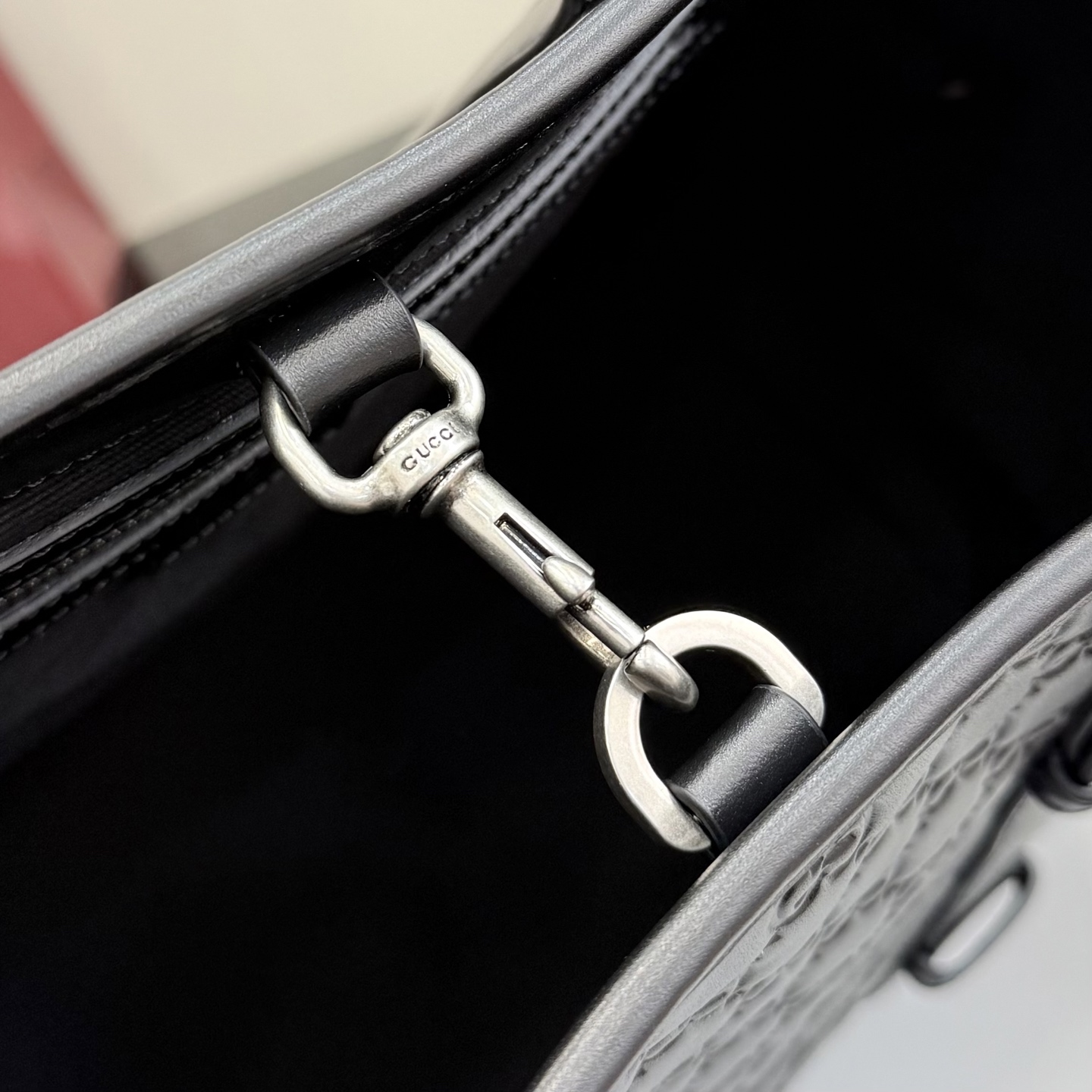 Gv*c* GG Emblem Tote Bag In Black GG leather -38*32*16.5CM