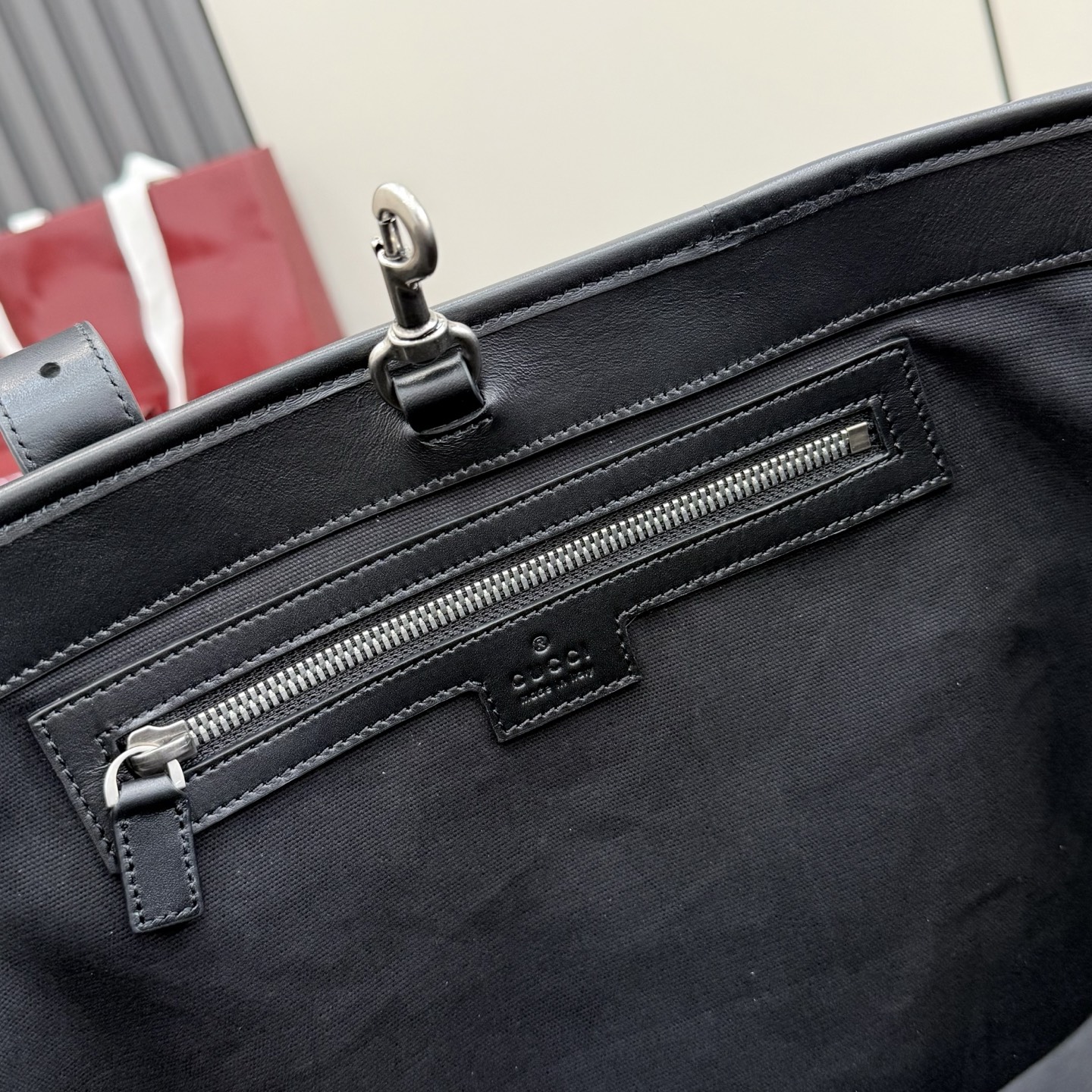 Gv*c* GG Emblem Tote Bag In Black GG leather -38*32*16.5CM