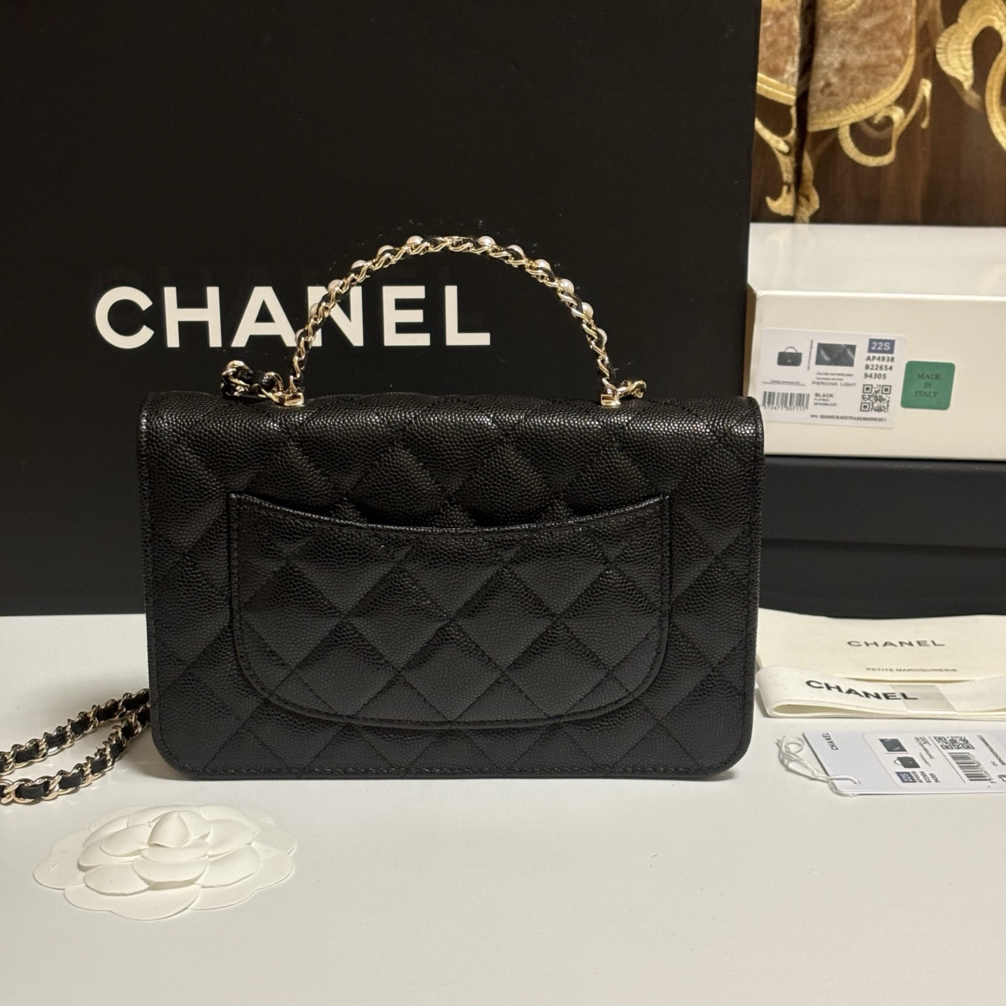Ch@Nel Caviar Quilted Crystal CC Wallet On Chain-13*19.5*3.5CM