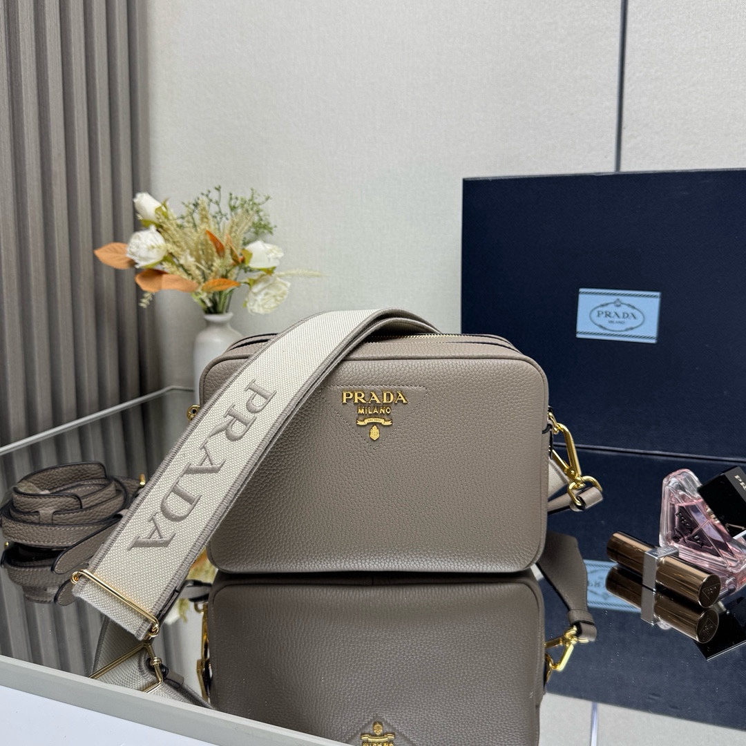 Pra*a Leather Shoulder Bag-1BH082-22*14*8CM