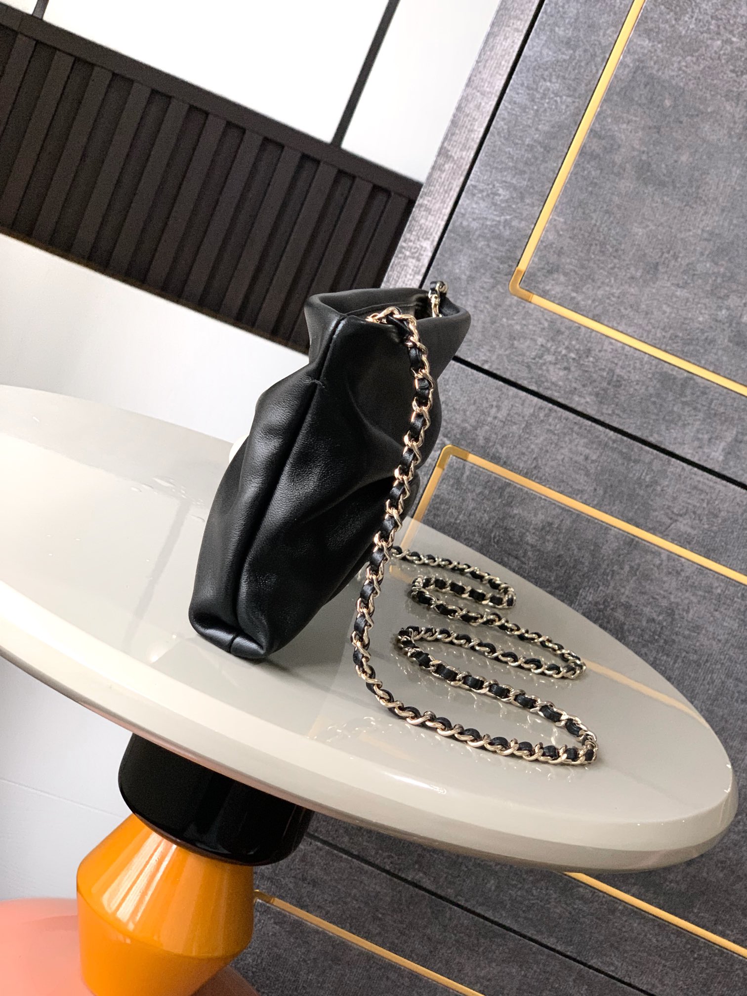 Ch@nel Clutch Bag with Chain Lambskin-14x24 x 5CM