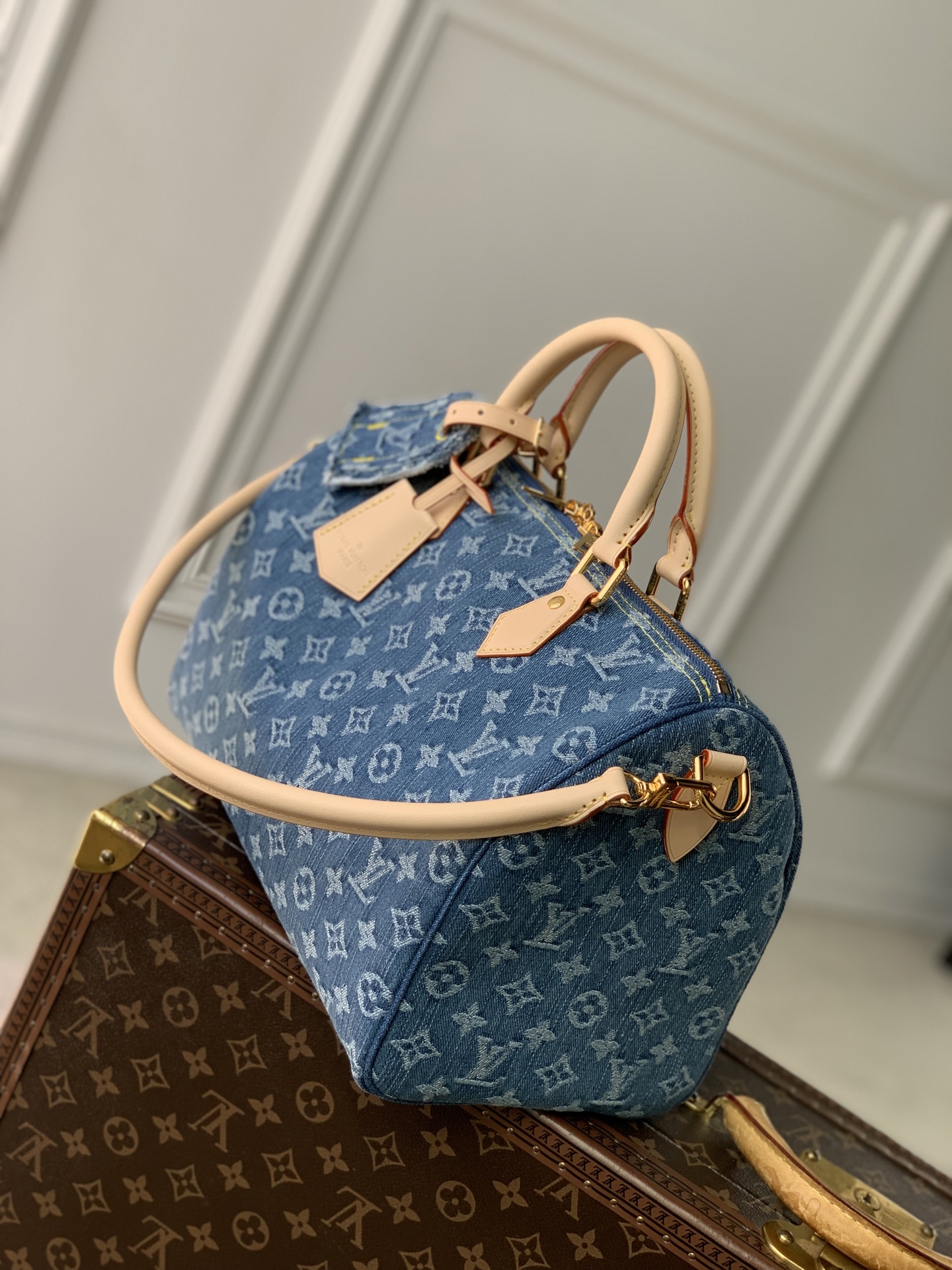 L0vis Vvtt0n Speedy Soft 30 Monogram Denim-21 x 17 x 30CM
