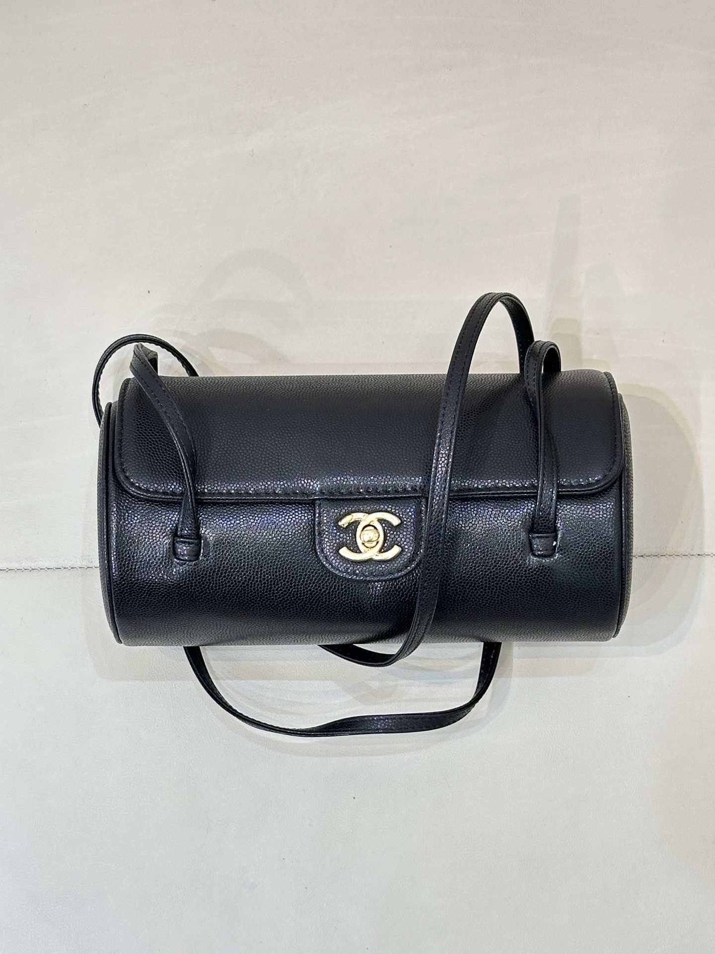 Ch@nel Shiny Caviar Preppy Coco Small Bowling Bag-20.5*10*10CM