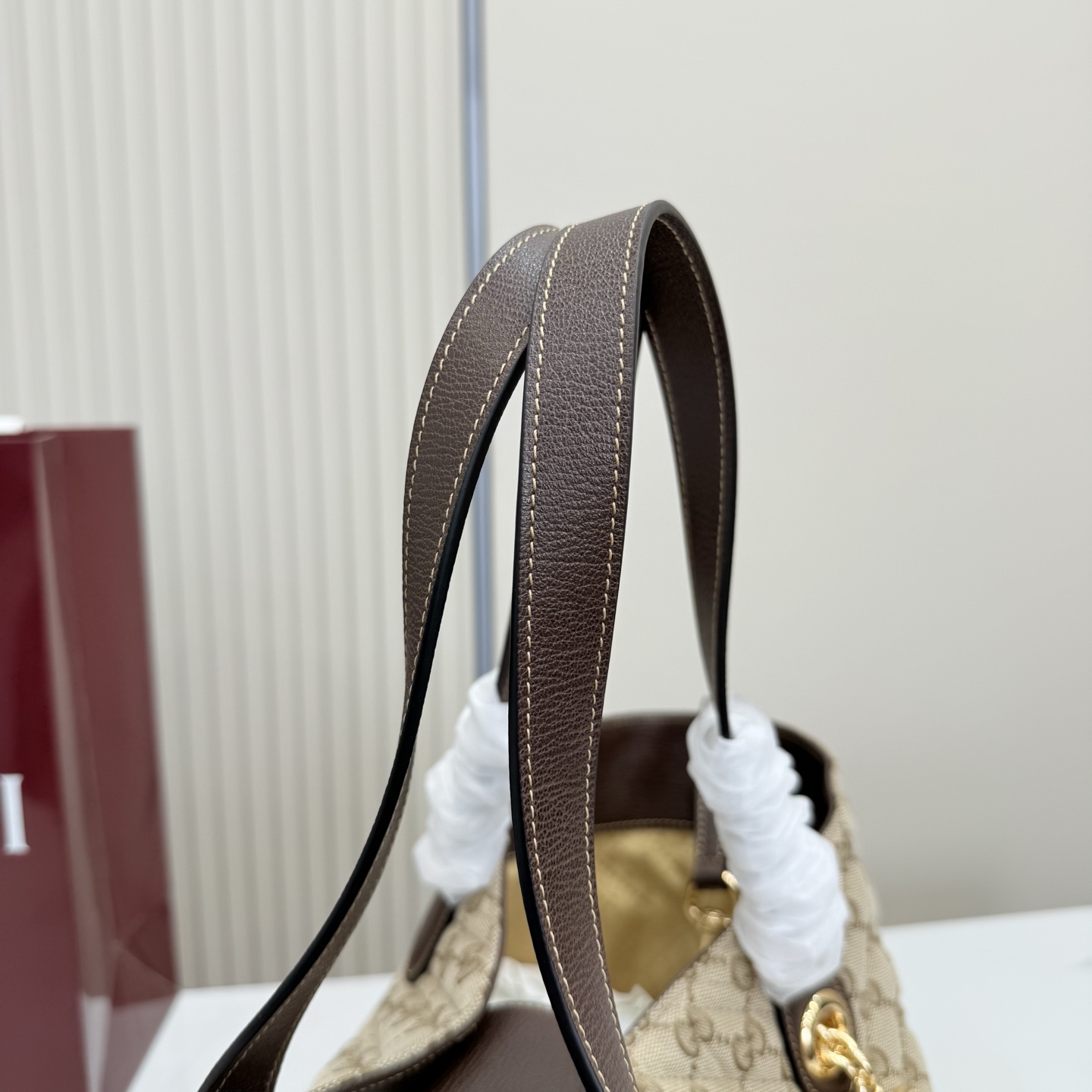 Gv*c* GG Marmont Large Tote Bag in Sand And Brown GG Canvas-30*23*18CM