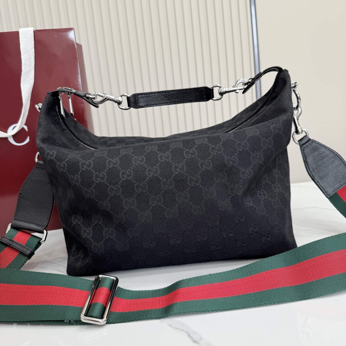 Gv*c* Brera Medium Crossbody Bag In Black Canvas-33*27*15CM