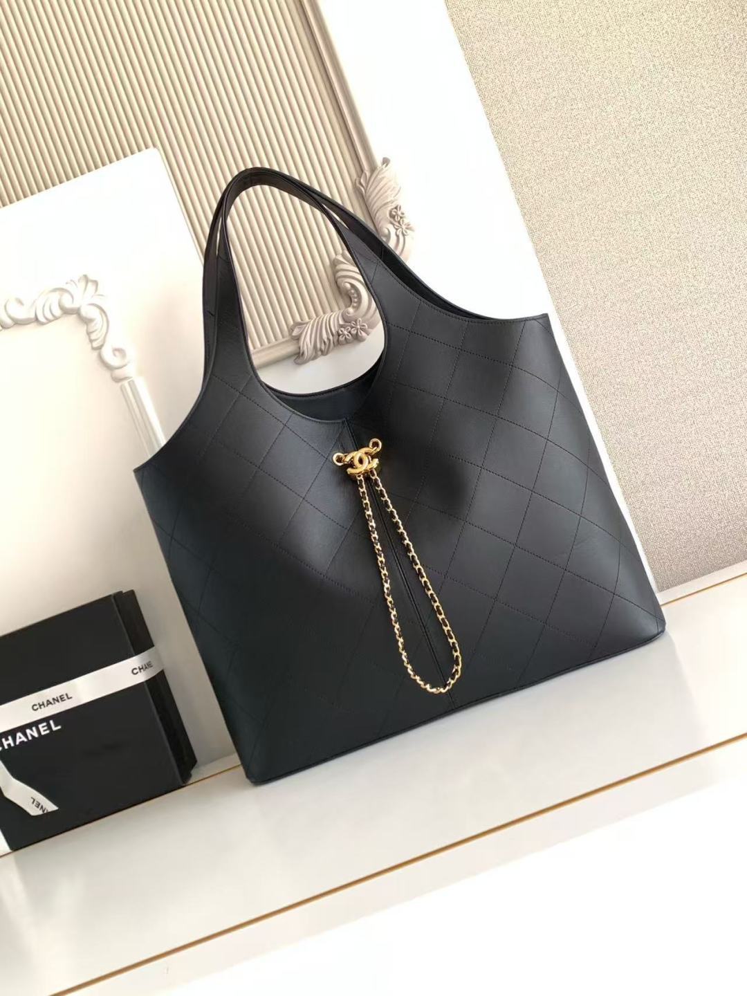 Ch@nel Large Shopping Bag, Calfskin-58x41x14CM