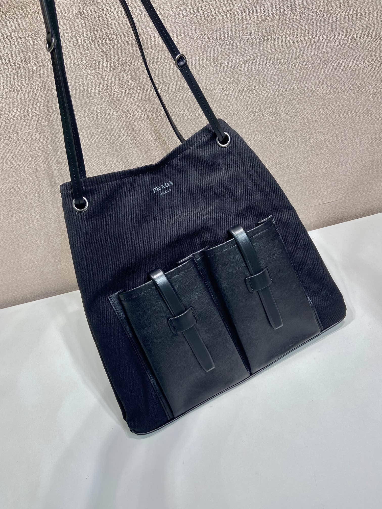 Pra*a Large Route Leather Tote Bag-1BC293-39*33CM