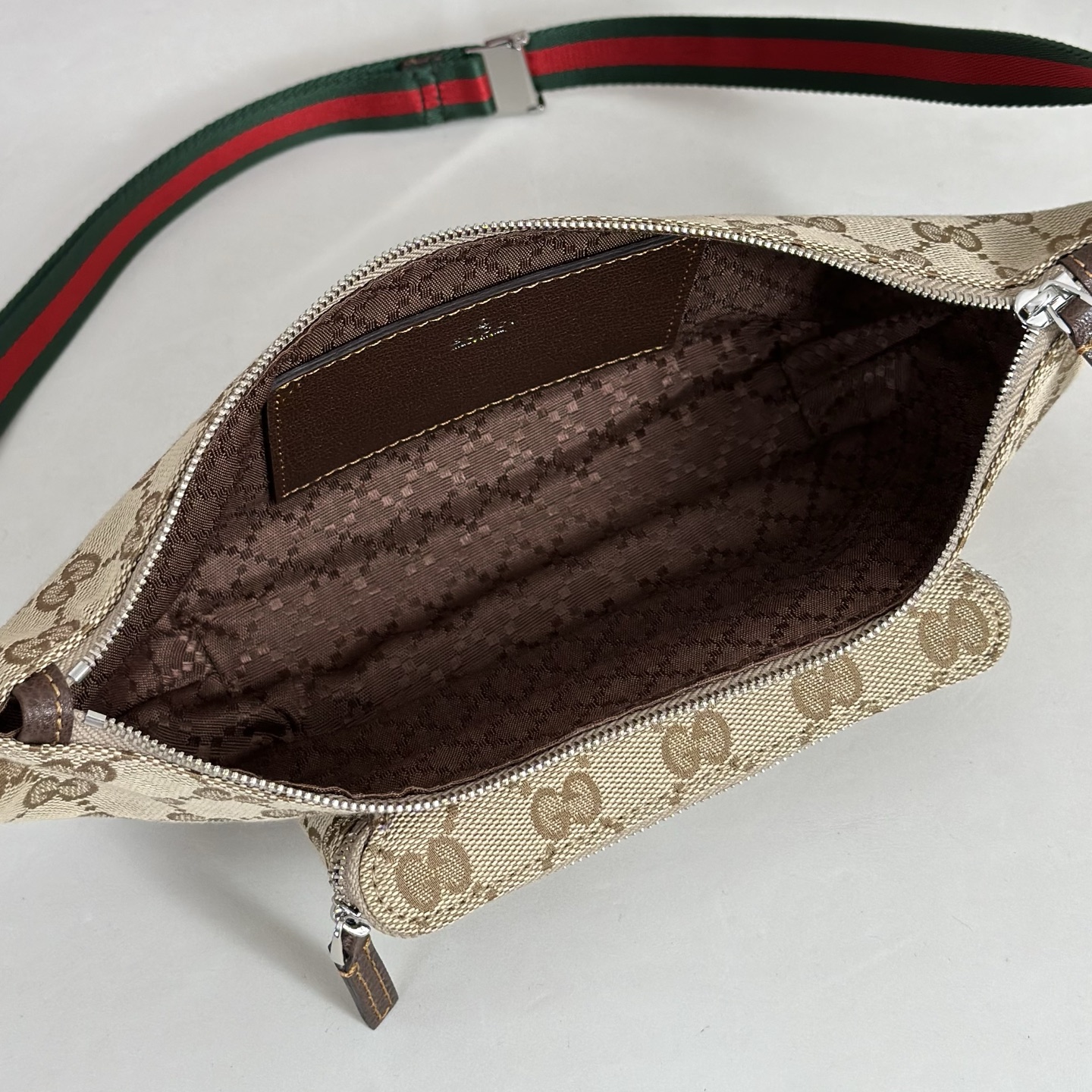 Guc*ci Tag Small Crossbody Bag In Sand And Brown GG Canvas-20*10.5*2.5CM