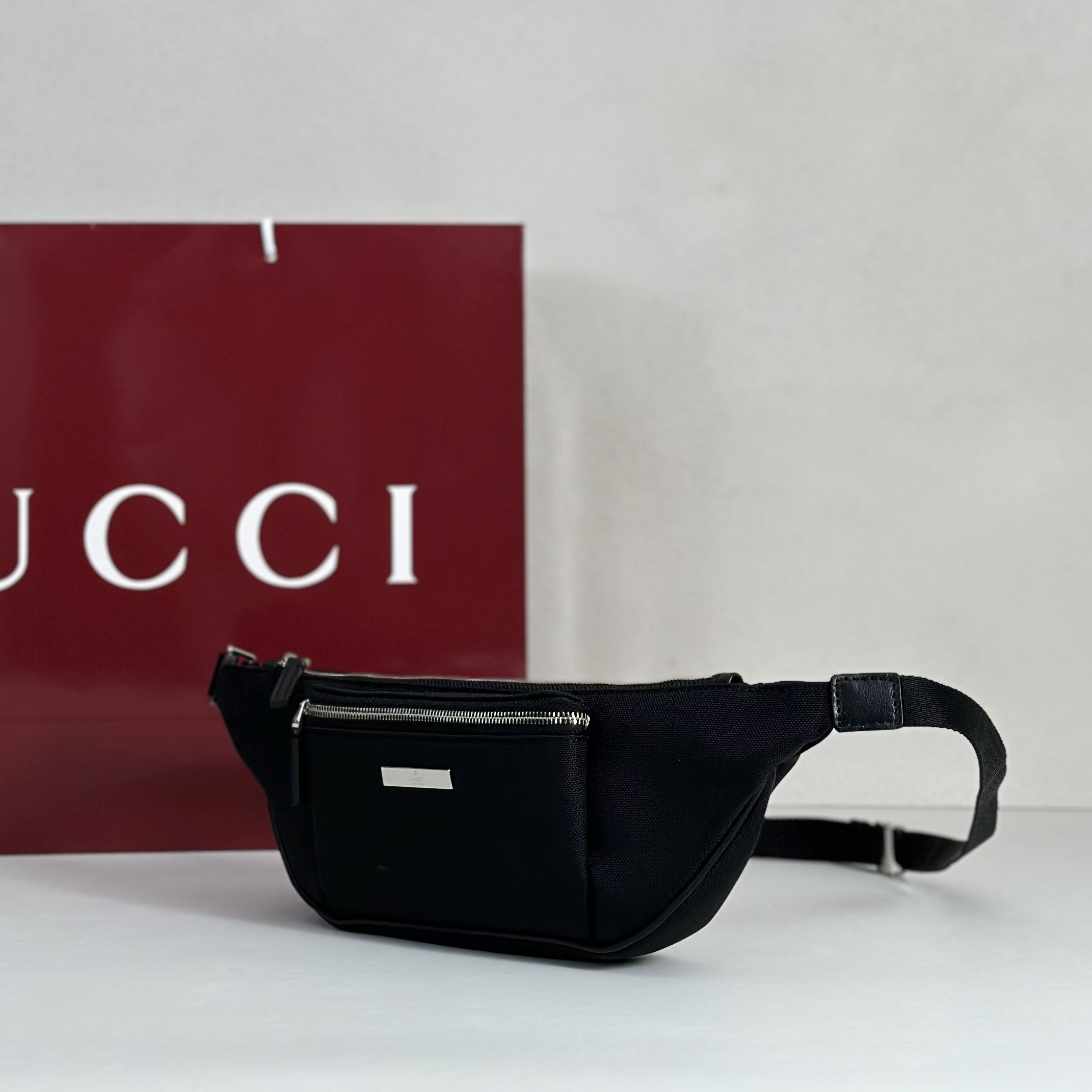 Guc*ci Tag Small Crossbody Bag In Black GG Canvas-20*10.5*2.5CM