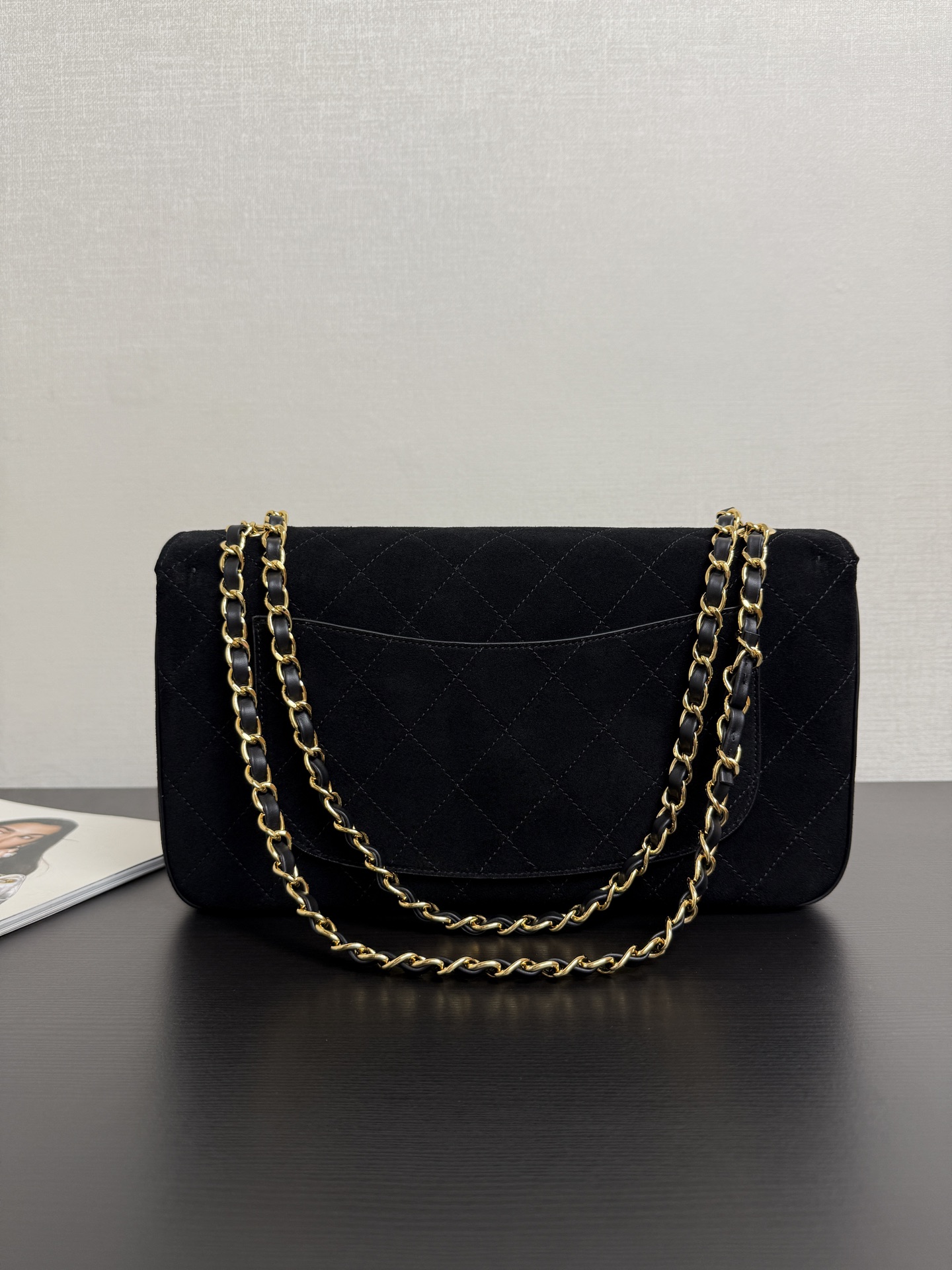 Cha*nel Suede Calfskin Souplissimo Maxi Flap-32CM