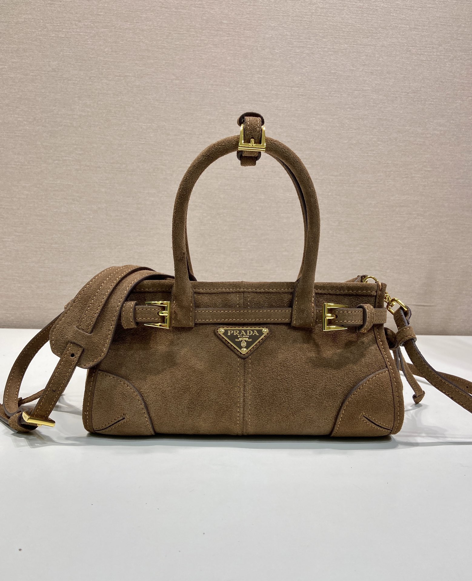 Pra*a Bonnie Suede Handbag-23.5*12*9CM