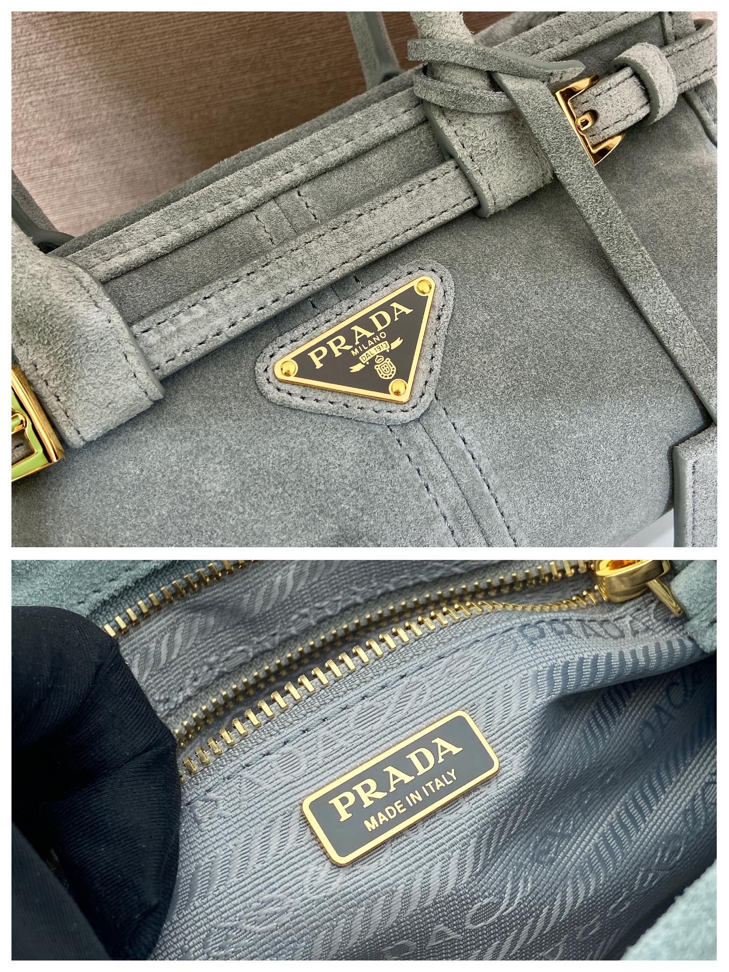Pra*a Bonnie Suede Handbag-23.5*12*9CM