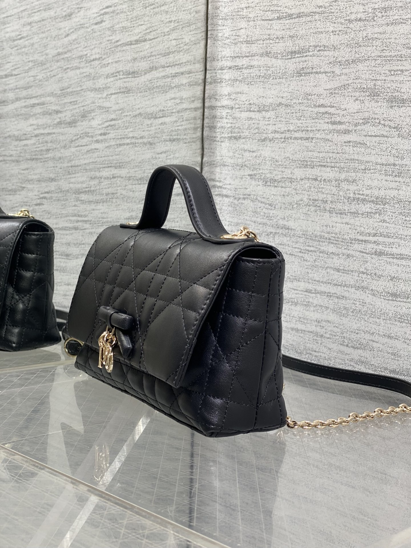 Diro Mini Bag with Chain Soupir Pink Macrocannage Lambskin-21*11.5*7CM