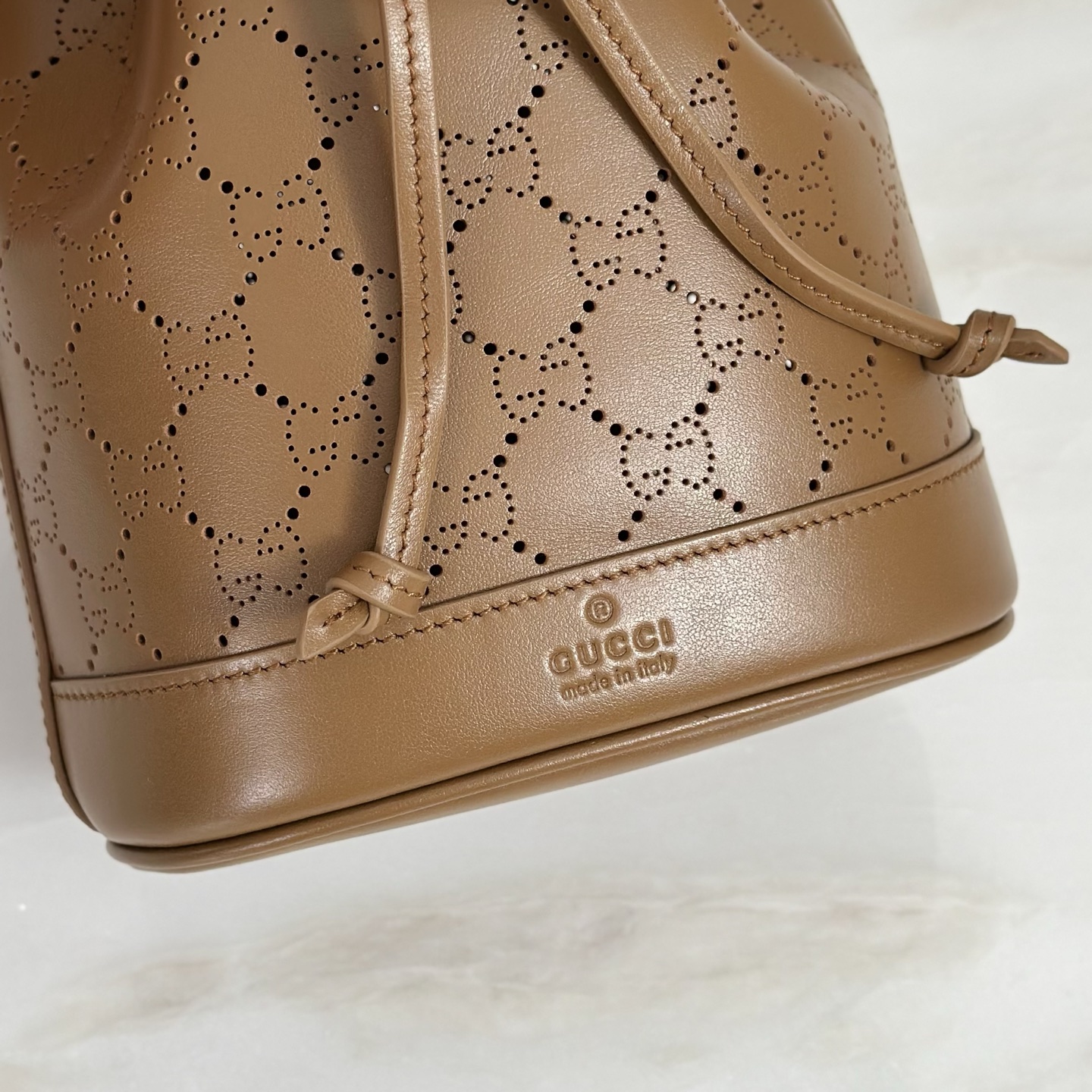 G*ucci Venice Small Bucket Bag In Brown GG Leather-15.5*19.5*10.5CM