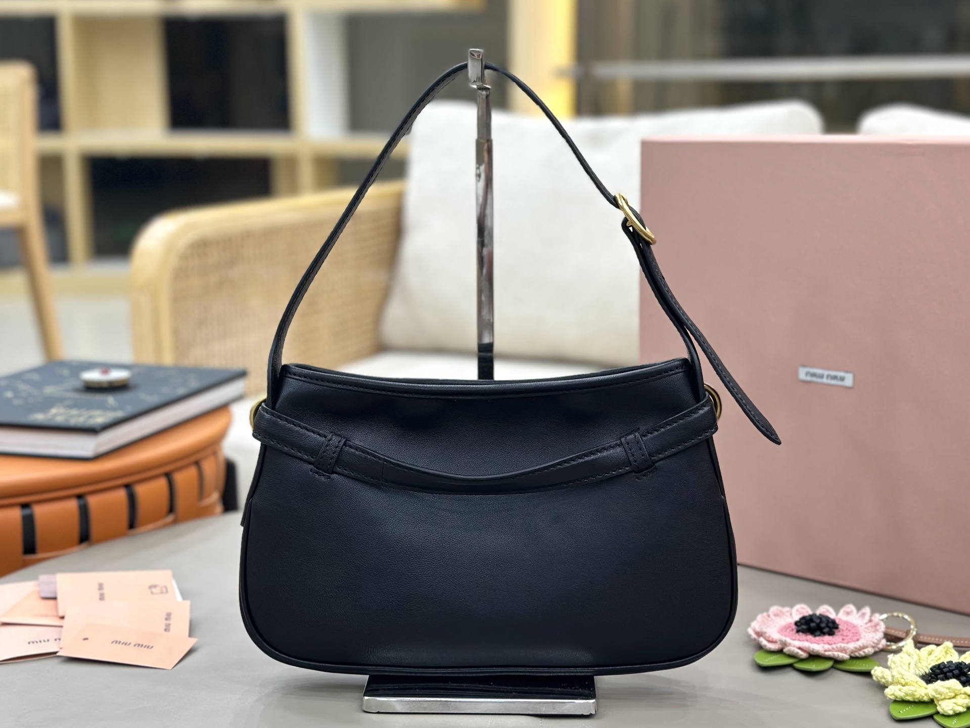 Miu Miu Leather Strap Buckle Shoulder Bag-30*18.5*4.5CM
