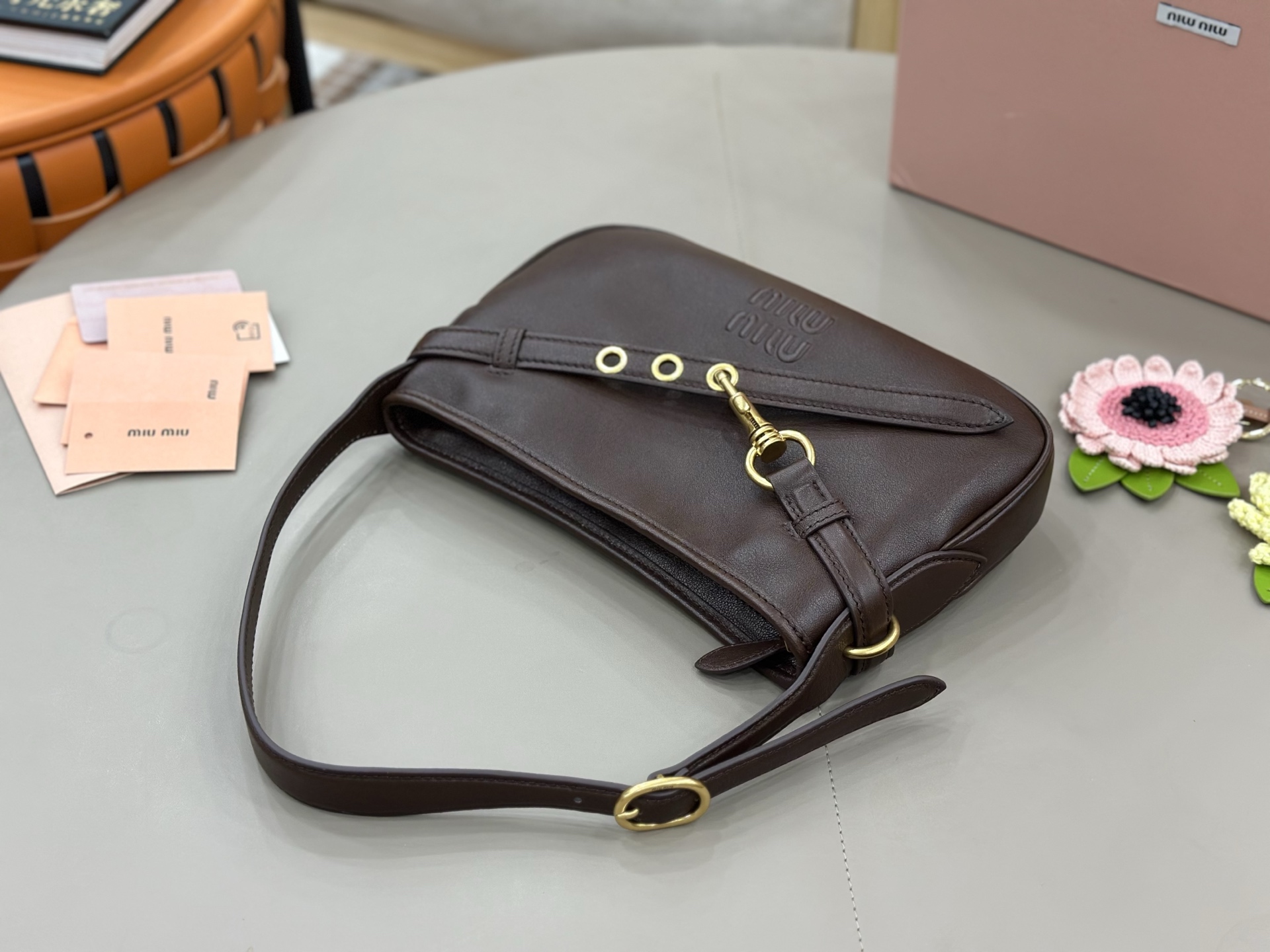 Miu Miu Leather Strap Buckle Shoulder Bag-30*18.5*4.5CM