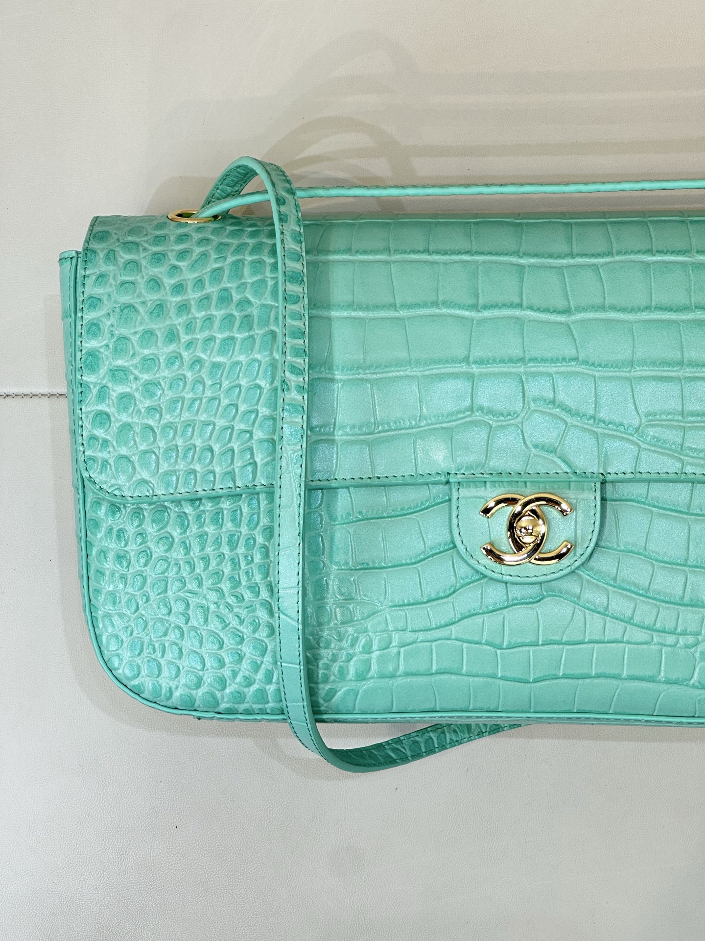 Cha*nel Seafoam Green Flap-32CM