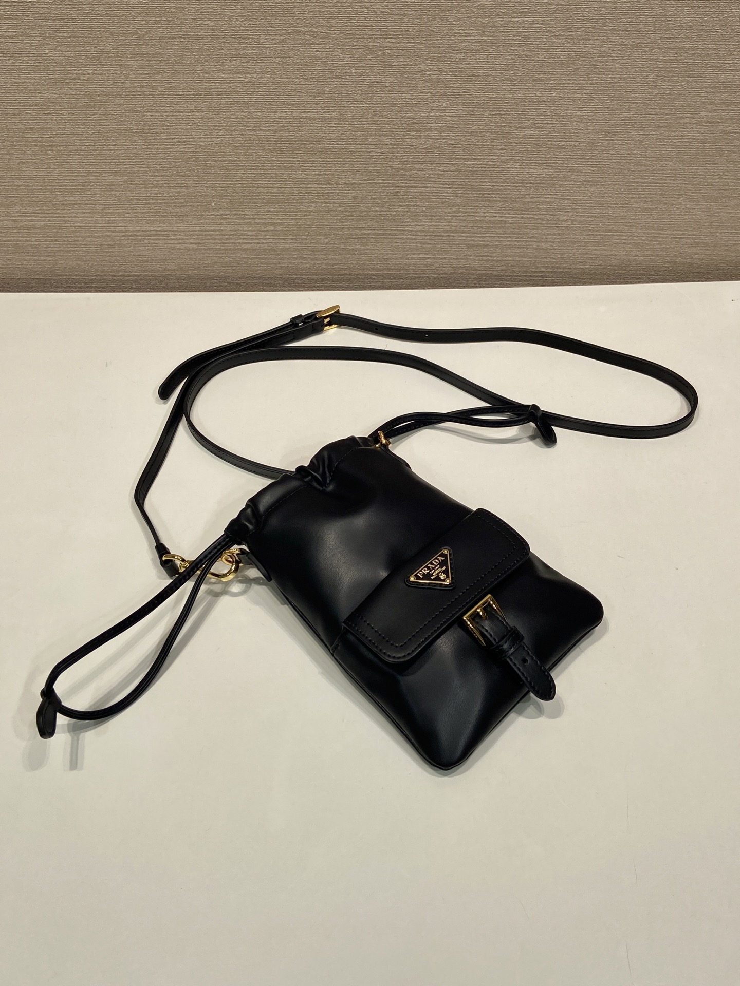 Pra*a leather Phone Bag-1MS017-14*20CM
