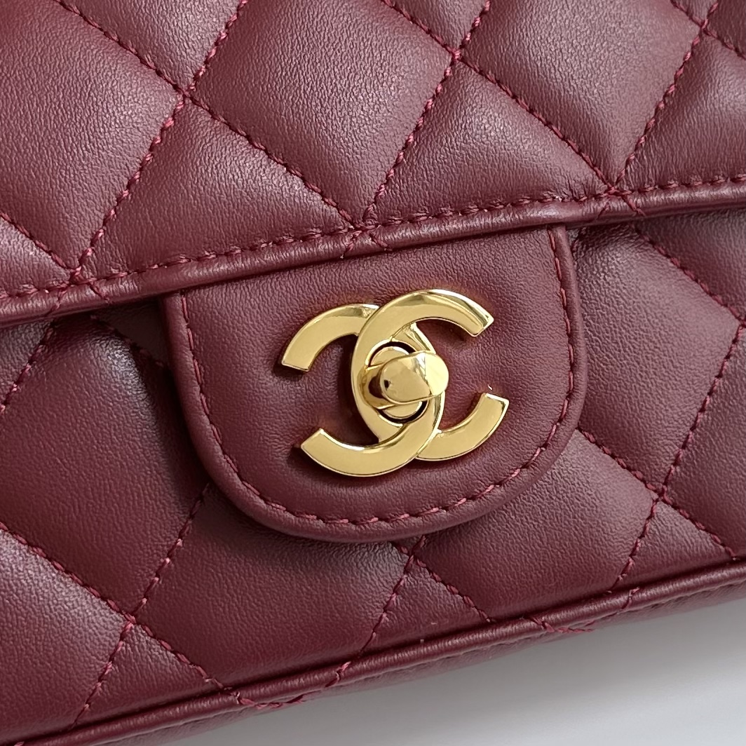 Ch@nel Leather Flap Shoulder Bag-10X25X5CM