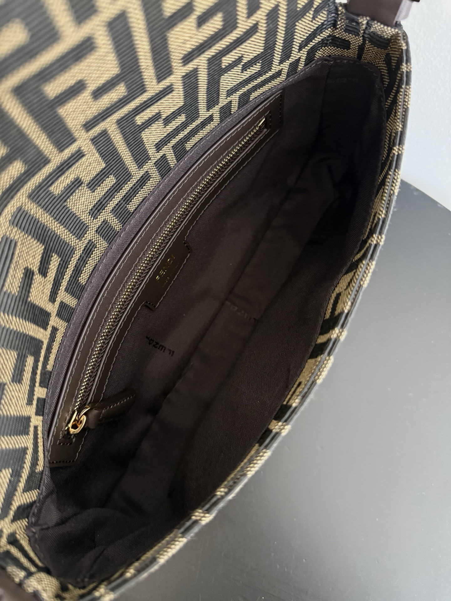 F**di Zucca Canvas Baguette Shoulder Bag-26*14*4CM