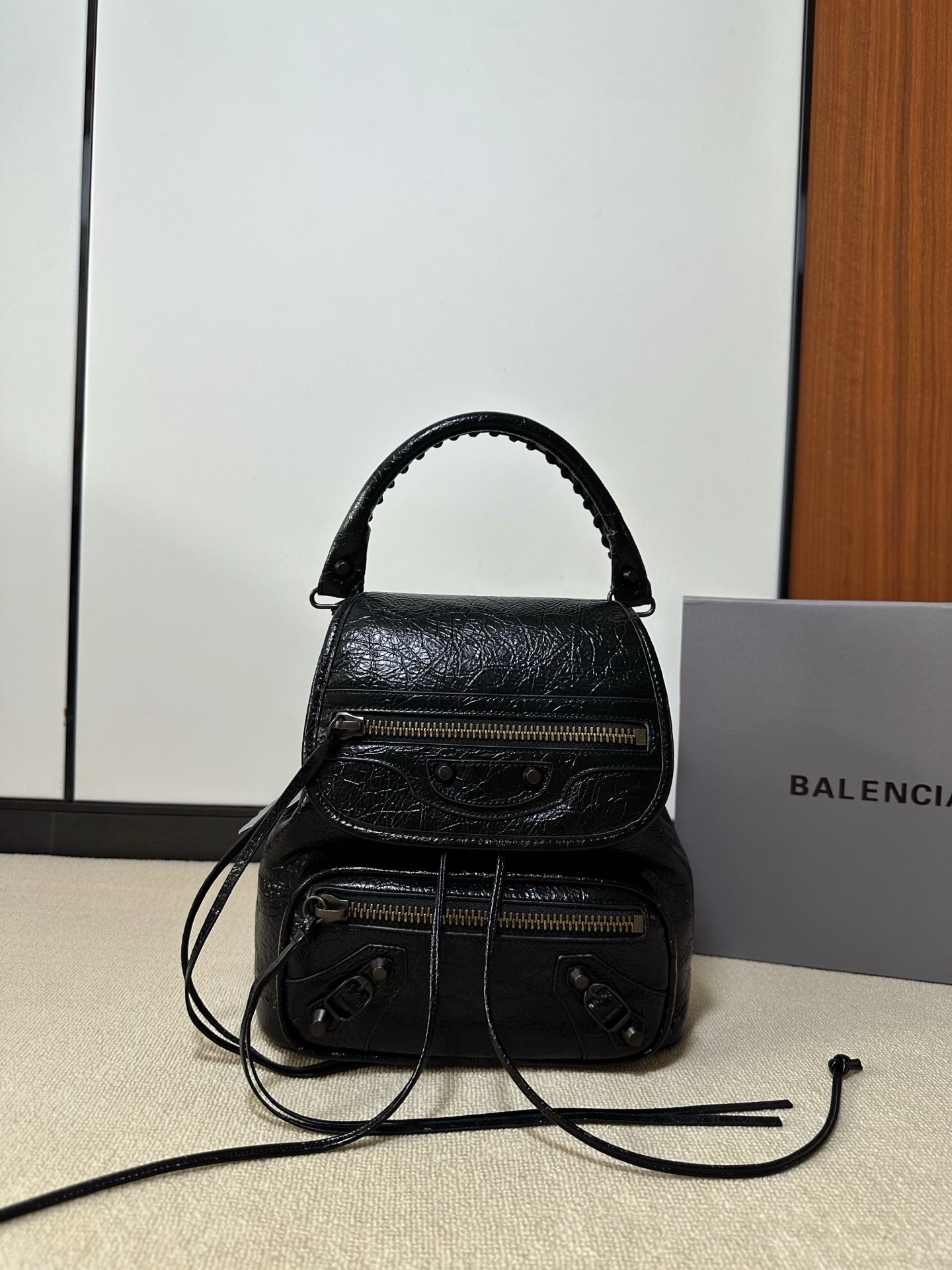 Balen*ciaga Le City Backpack Mini - Black-23.5*11*25CM